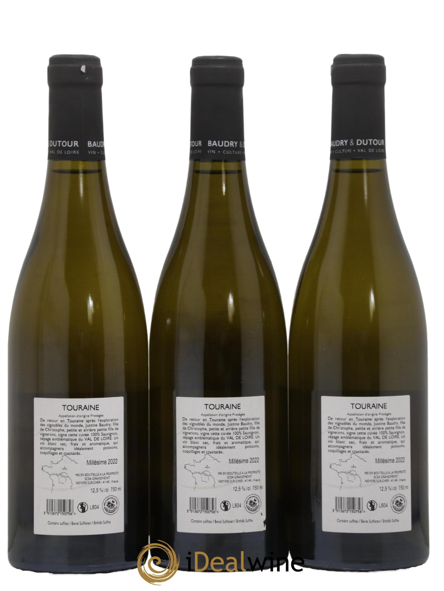 Touraine Chenonceaux Blanc La Chapinière Baudry & Dutour 2022 - Lot de 3 bouteilles - 1
