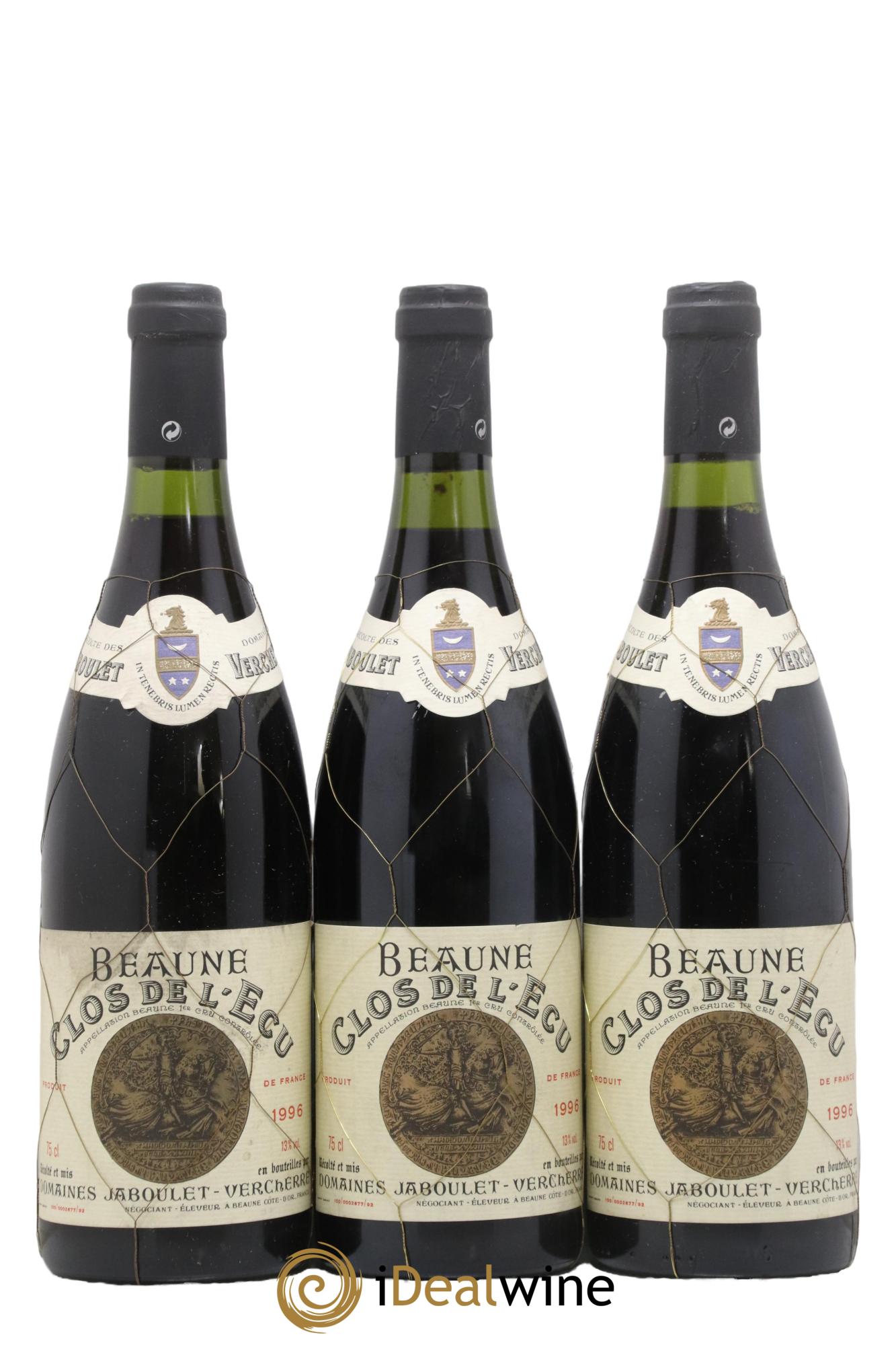 Beaune 1er Cru De L Ecu Domaine Jaboulet Vercherre 1996 - Lot de 3 bouteilles - 0