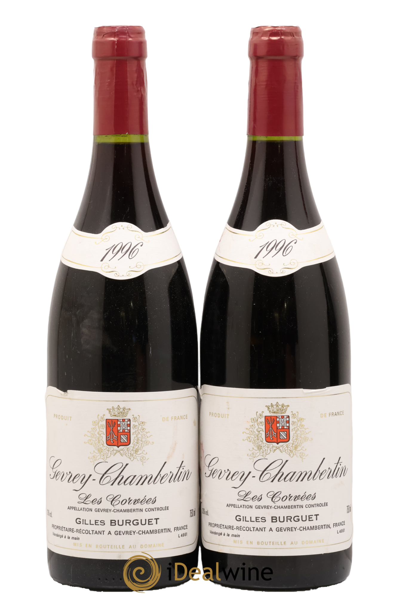 Gevrey-Chambertin Les Corvees Gilles Burguet 1996 - Lot of 2 bottles - 0
