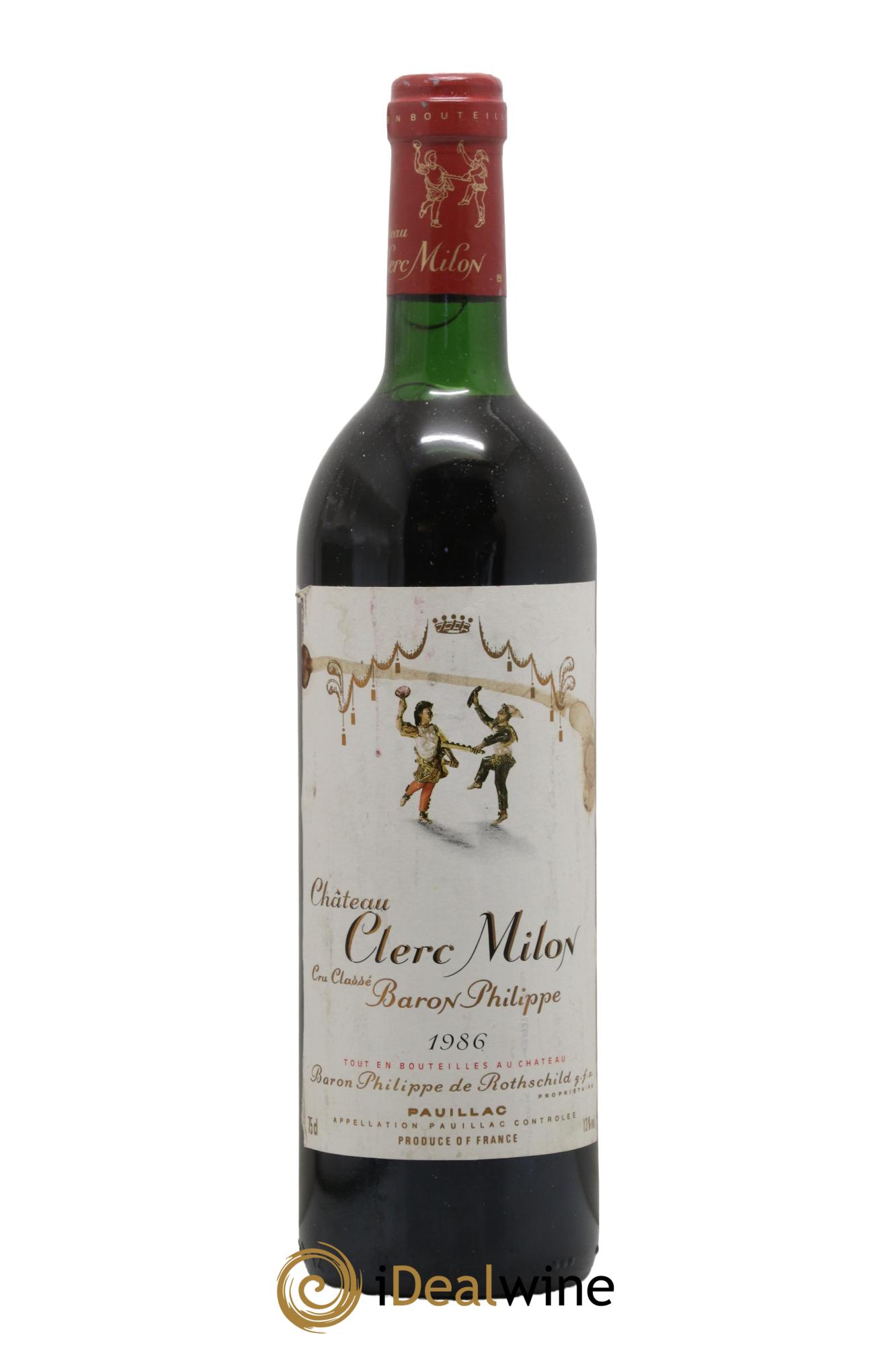 Château Clerc Milon 5ème Grand Cru Classé 1986 - Lot de 1 bouteille - 0