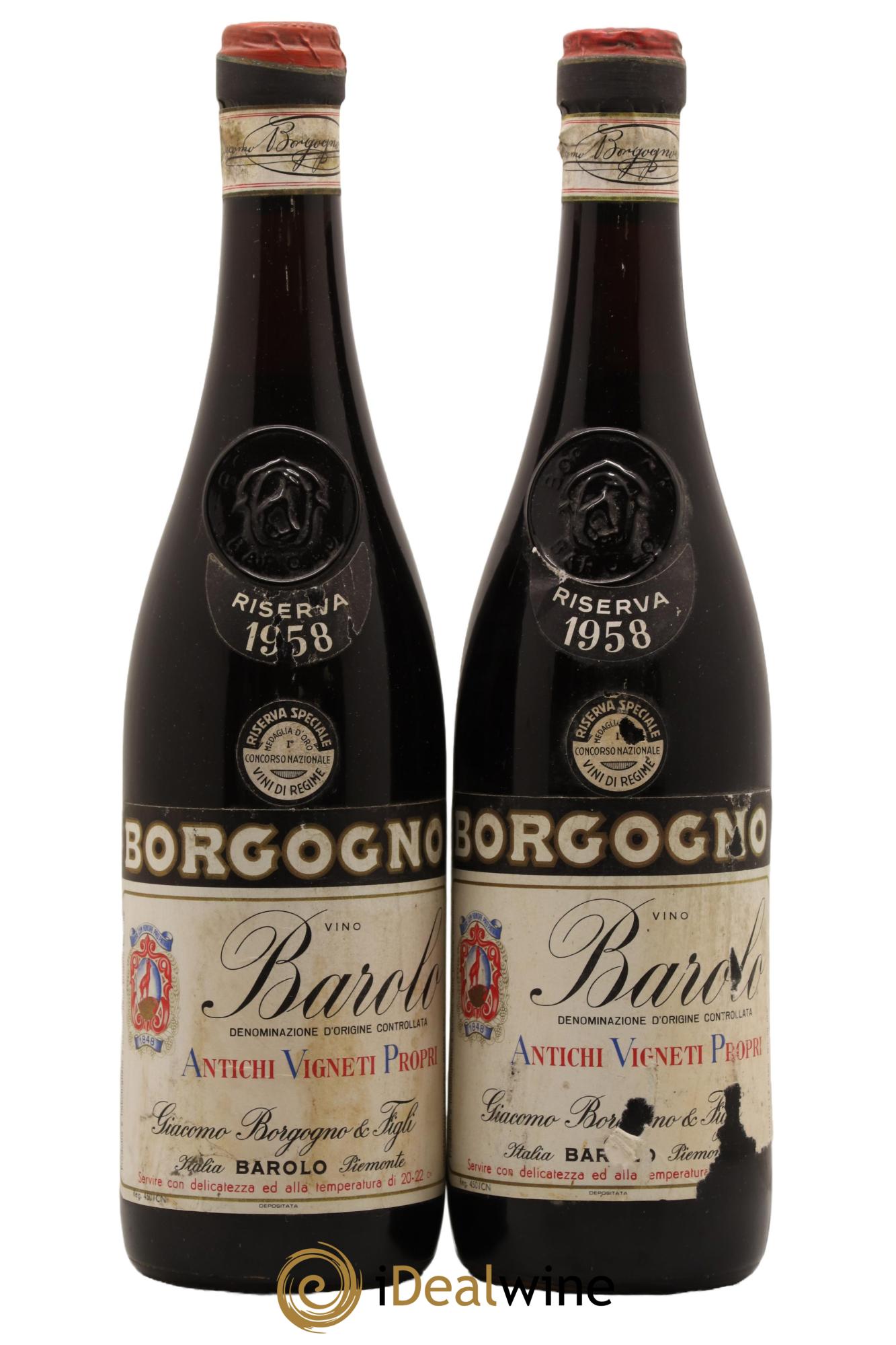 Barolo DOCG Riserva Giacomo Borgogno 1958 - Lot de 2 bouteilles - 0