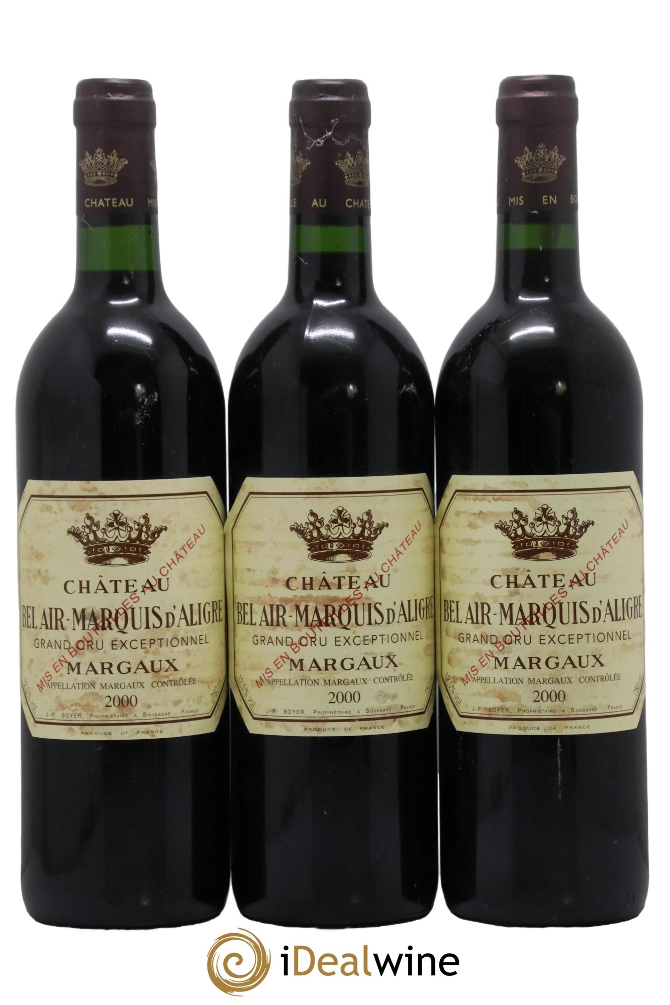 Château Bel Air Marquis d'Aligre 2000 - Lot de 3 bouteilles - 0
