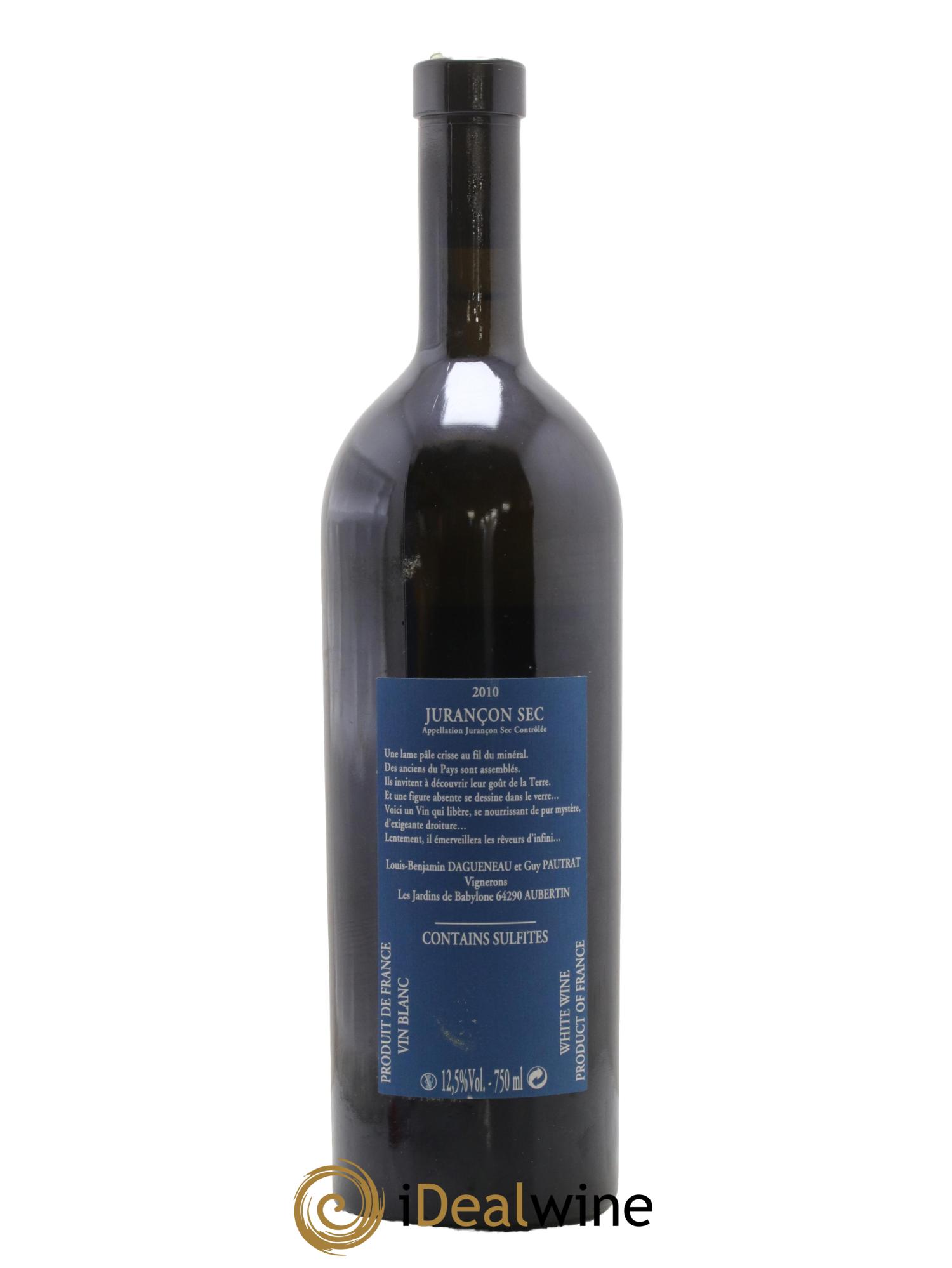 Vin de France(anciennement Jurançon) Les Jardins de Babylone Sec Didier Dagueneau 2010 - Lot de 1 bouteille - 1