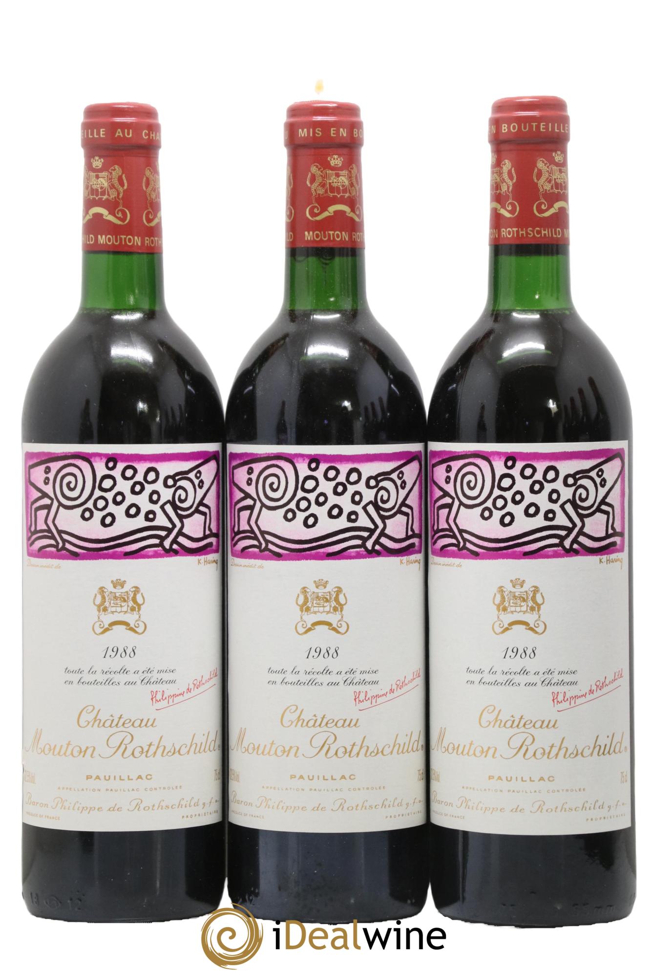 Château Mouton Rothschild 1er Grand Cru Classé 1988 - Lot de 3 bouteilles - 0