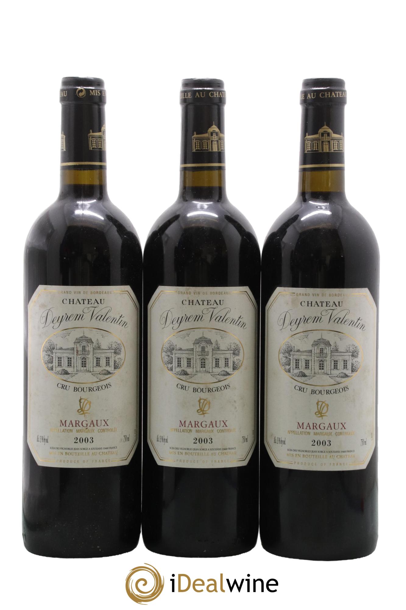 Château Deyrem Valentin Cru Bourgeois 2003 - Lot de 3 bouteilles - 0
