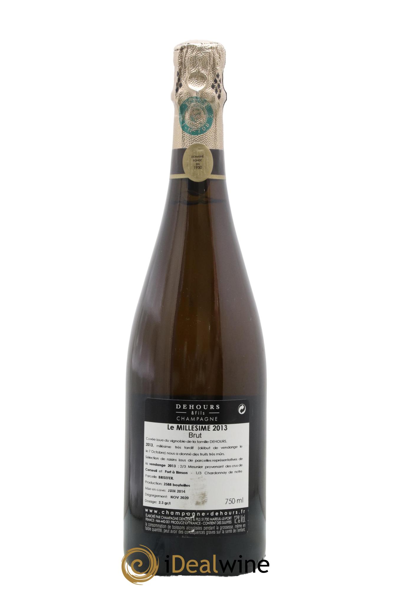 Champagne Brisefer Brut Millésimé Dehours & Fils 2013 - Lot de 1 bouteille - 1