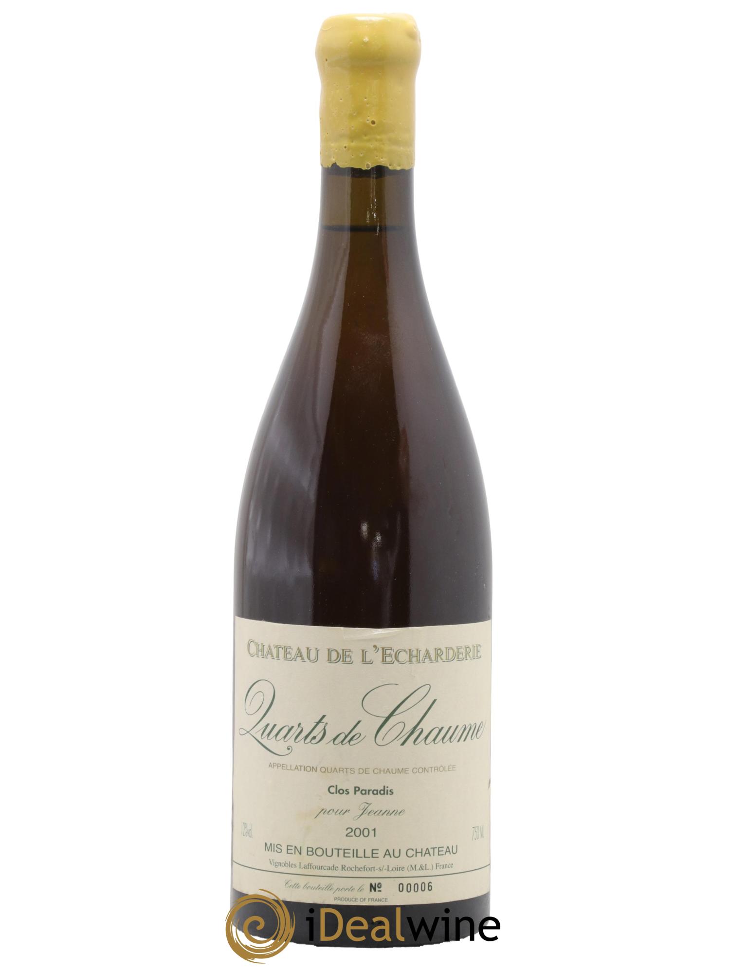 Quarts de Chaume Clos Paradis Pour Jeanne Château de l'Echarderie 2001 - Lotto di 1 bottiglia - 0