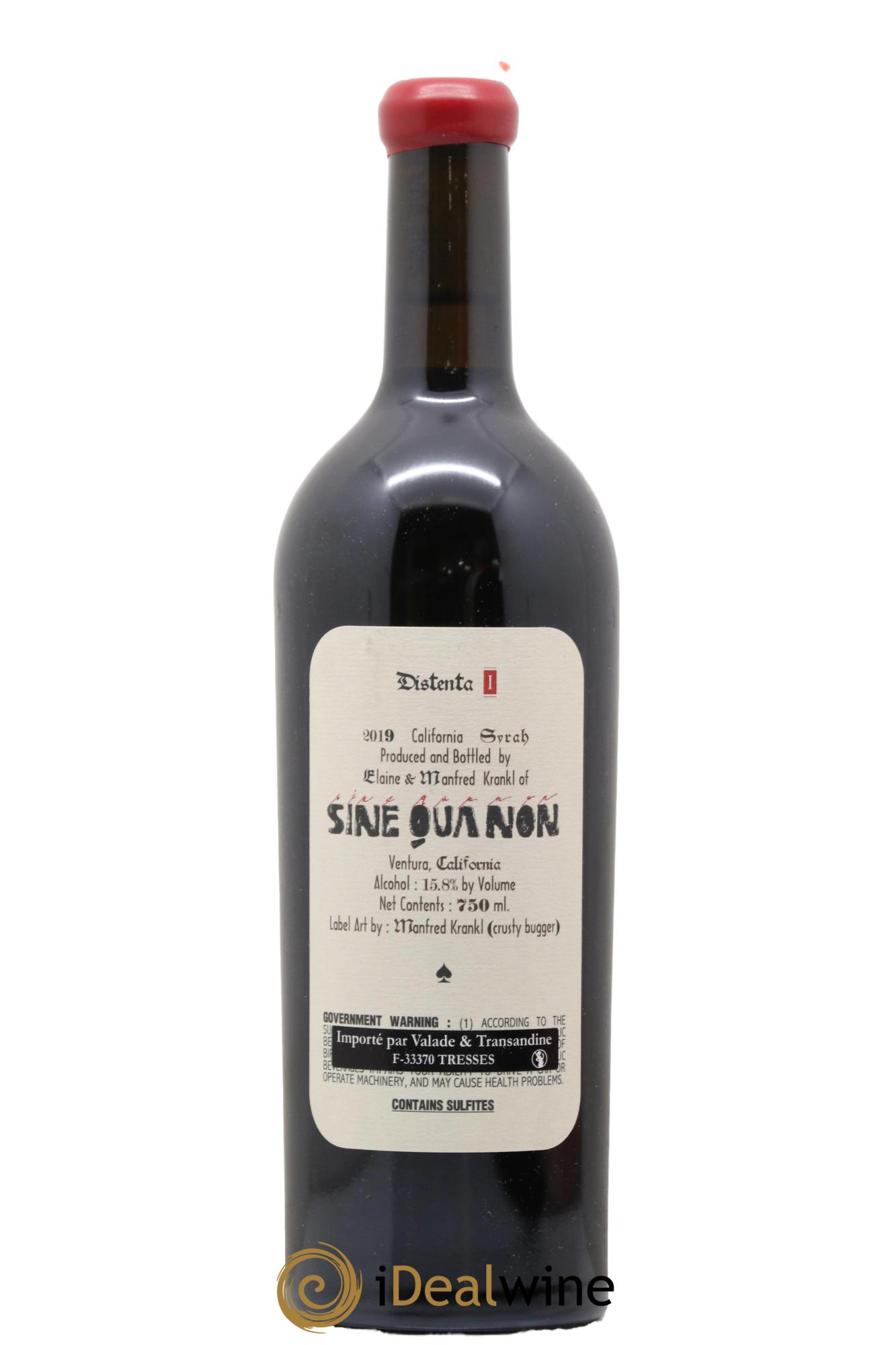 Californie Sine Qua Non Distenta Syrah 2019 - Lotto di 1 bottiglia - 1