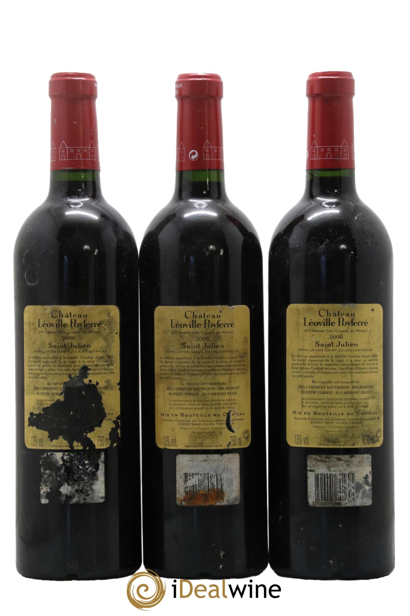 Château Léoville Poyferré 2ème Grand Cru Classé 2006 - Lot of 3 bottles - 1