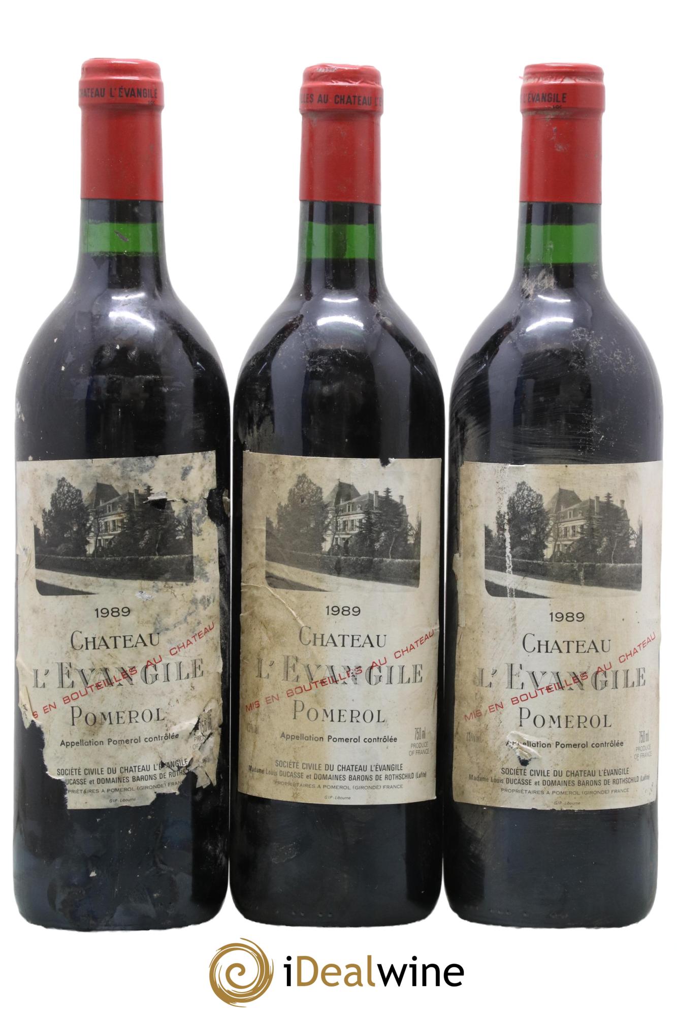 Château l' Évangile 1989 - Lot de 3 bouteilles - 0