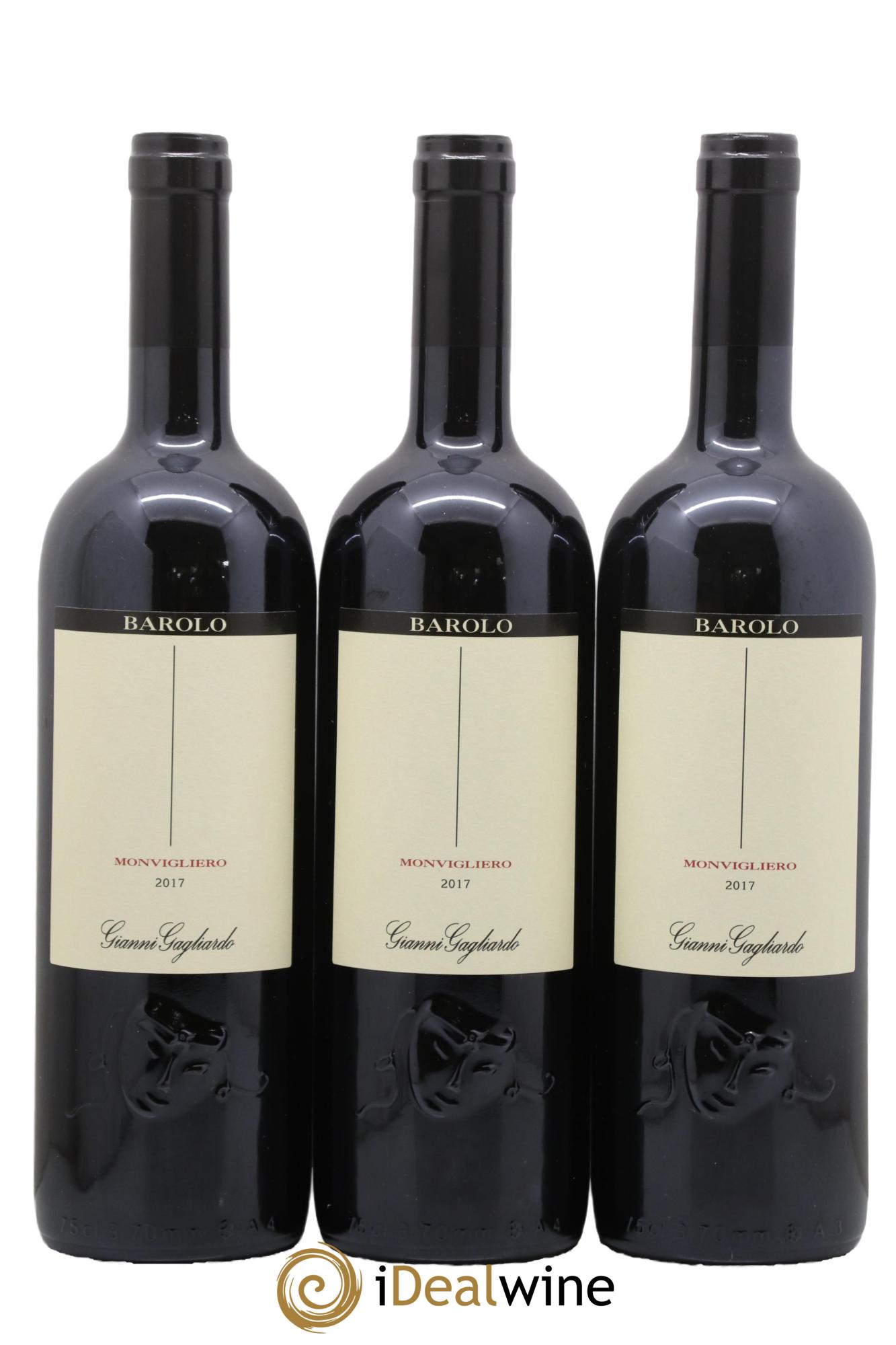 Barolo Monvigliero Poderi Gianni Gagliardo 2017 - Lot de 3 bouteilles - 0