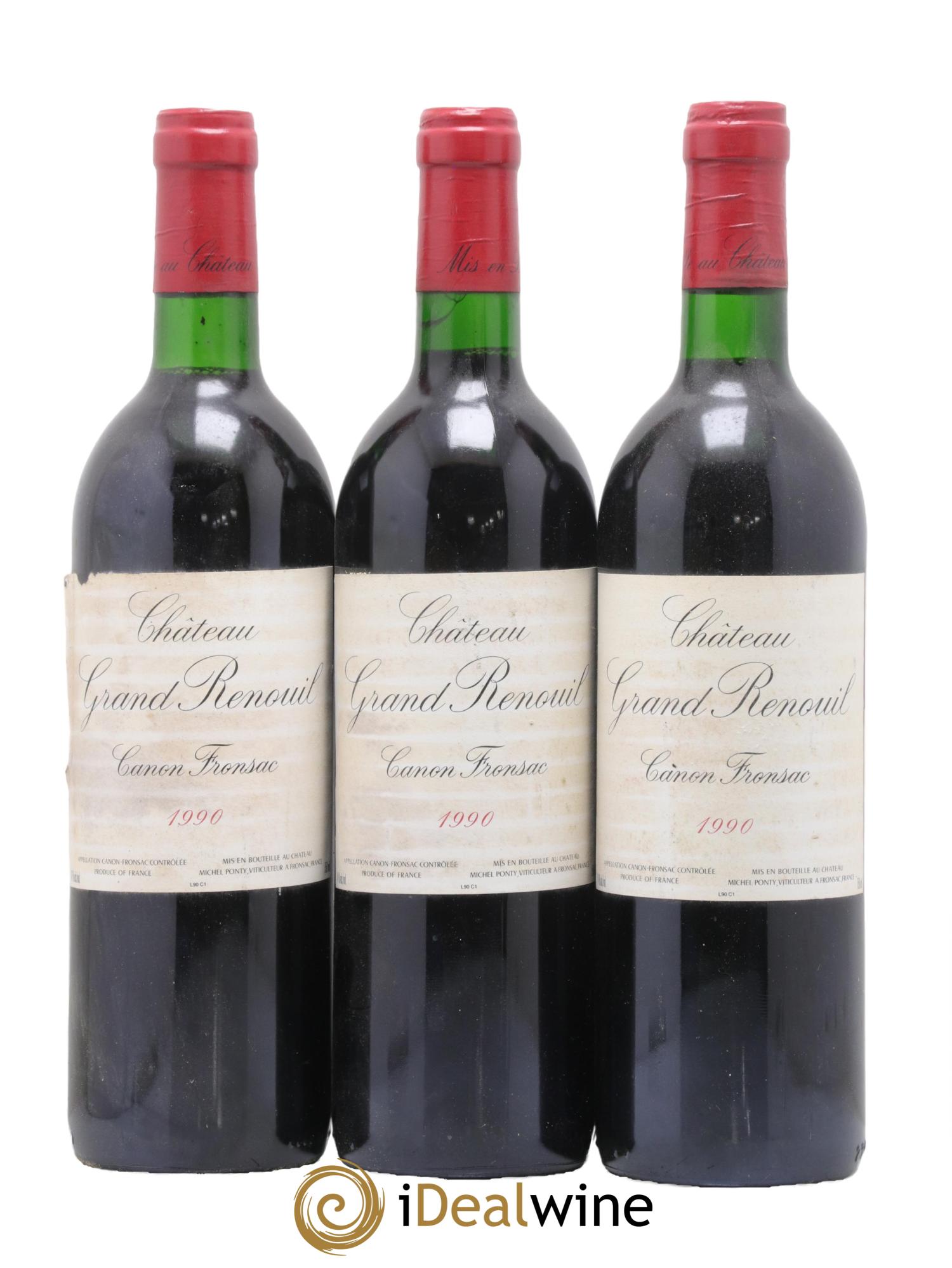 Canon-Fronsac Chateau Grand Renouil 1990 - Lot de 3 bouteilles - 0