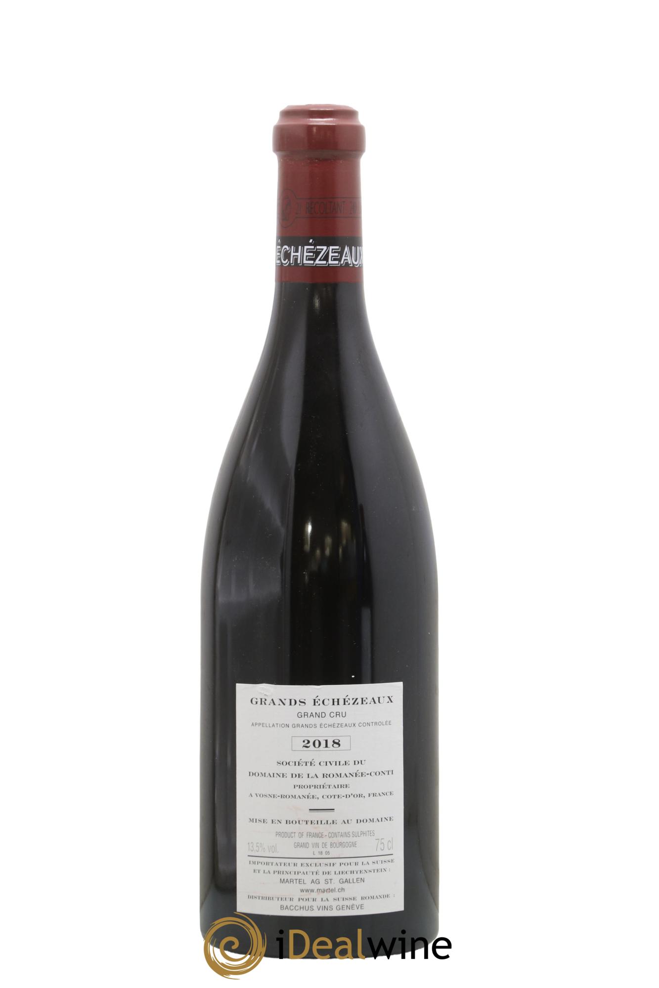 Grands-Echezeaux Grand Cru Domaine de la Romanée-Conti Importazione svizzera 2018 - Lotto di 1 bottiglia - 1
