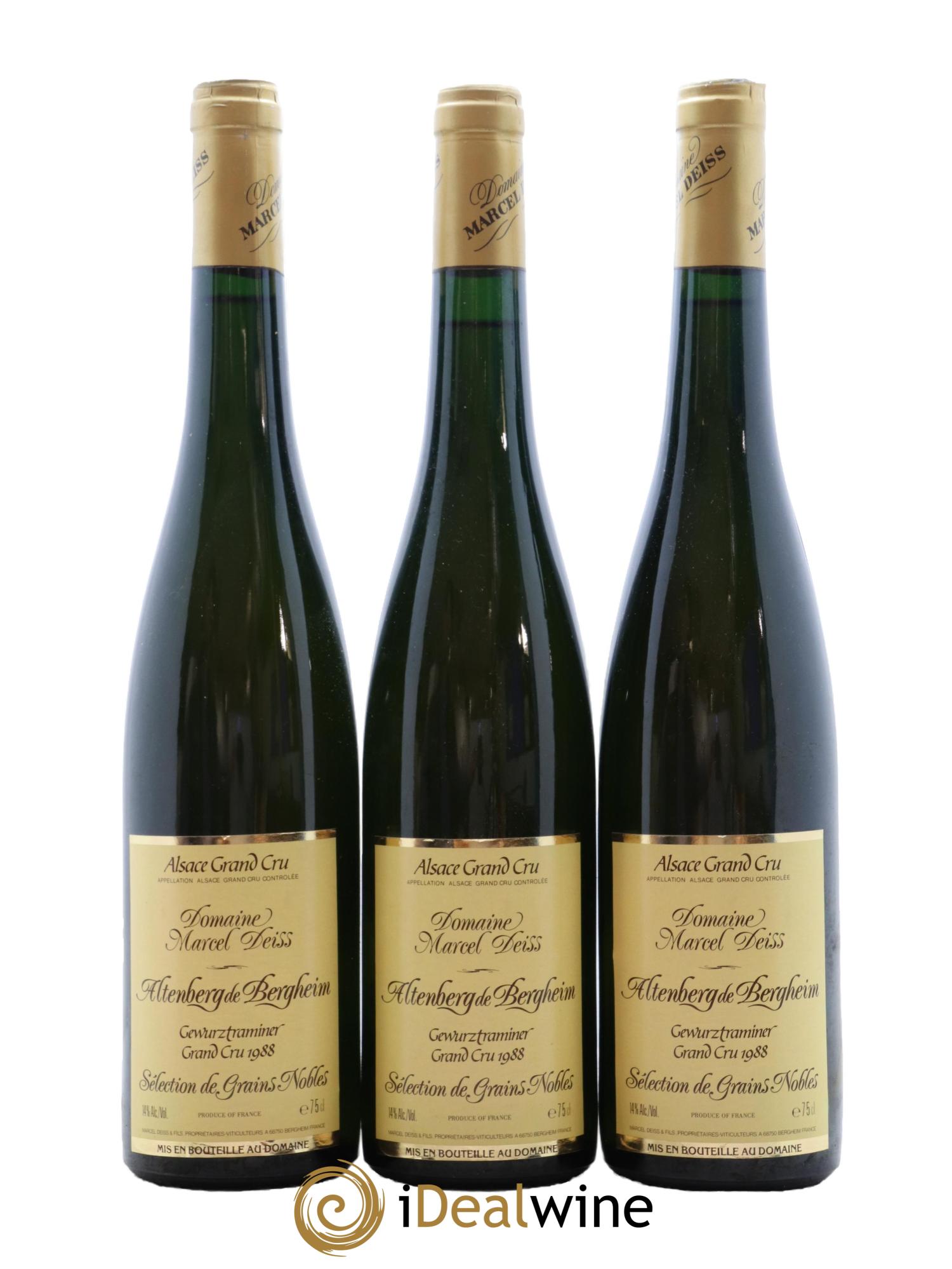Alsace Gewurztraminer Sélection de Grains Nobles Grand Cru Altenberg de Bergheim Marcel Deiss (Domaine) 1988 - Lotto di 3 bottiglie - 0