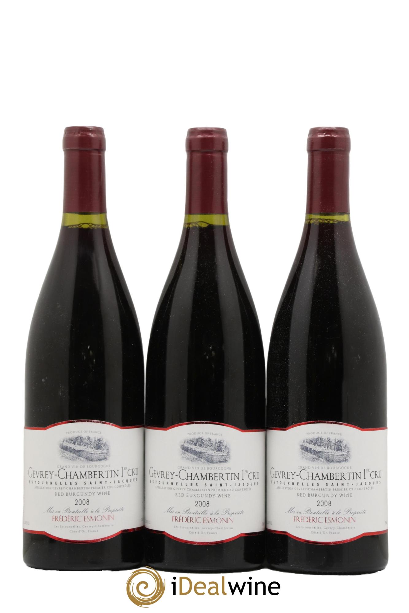 Gevrey-Chambertin 1er Cru Estournelles St Jacques Frédéric Esmonin 2008 - Lot de 3 bouteilles - 0