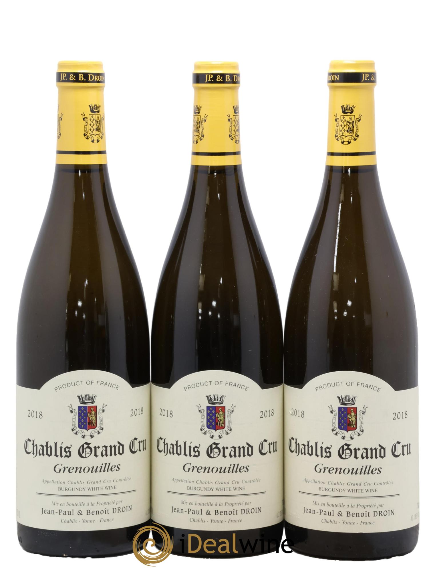 Chablis Grand Cru Grenouilles Jean-Paul & Benoît Droin (Domaine) 2018 - Lot de 3 bouteilles - 0