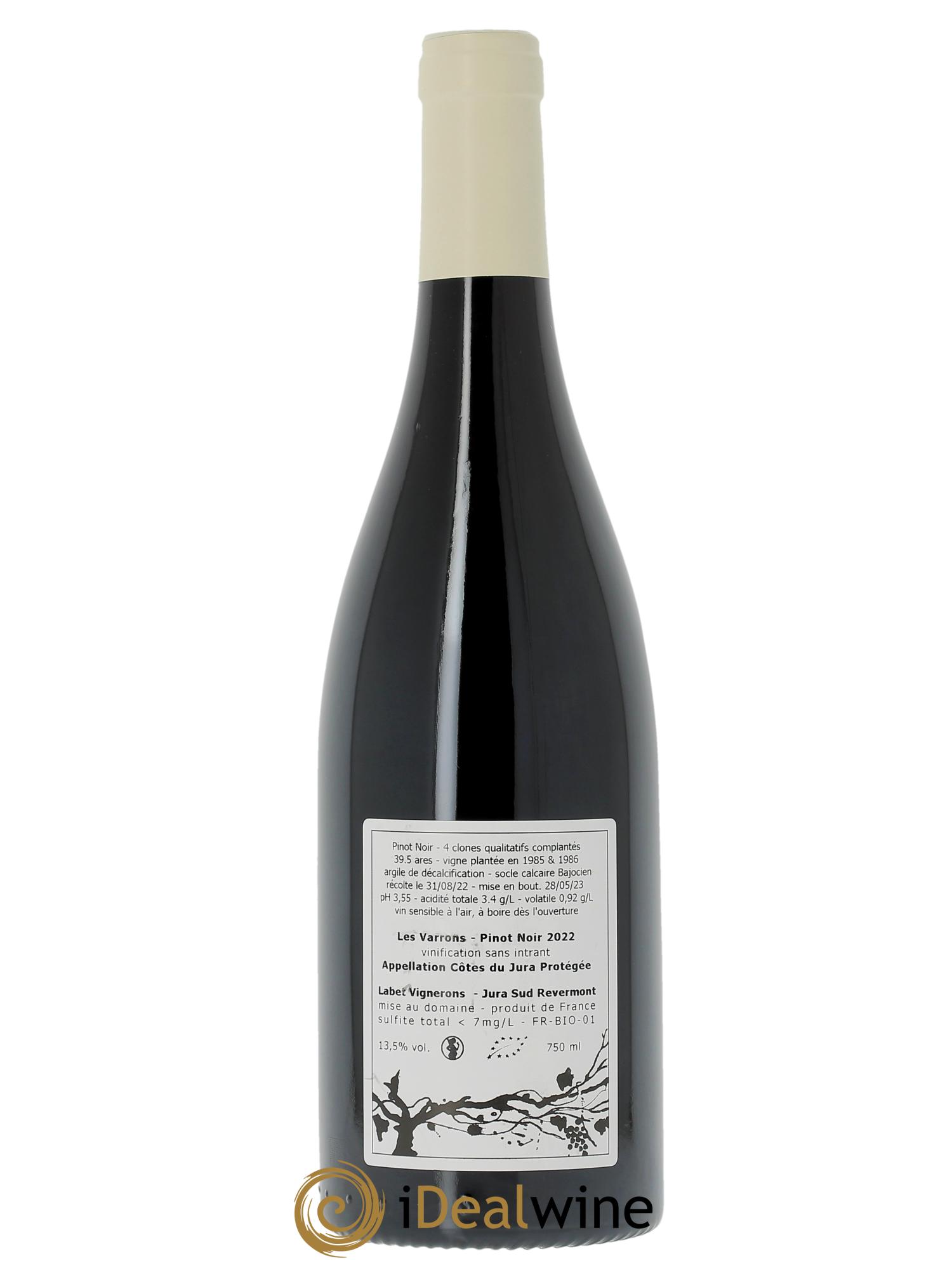 Côtes du Jura Pinot Noir Les Varrons Sélection Clonale Romain - Julien  - Charline Labet  2022 - Lot de 1 bouteille - 1