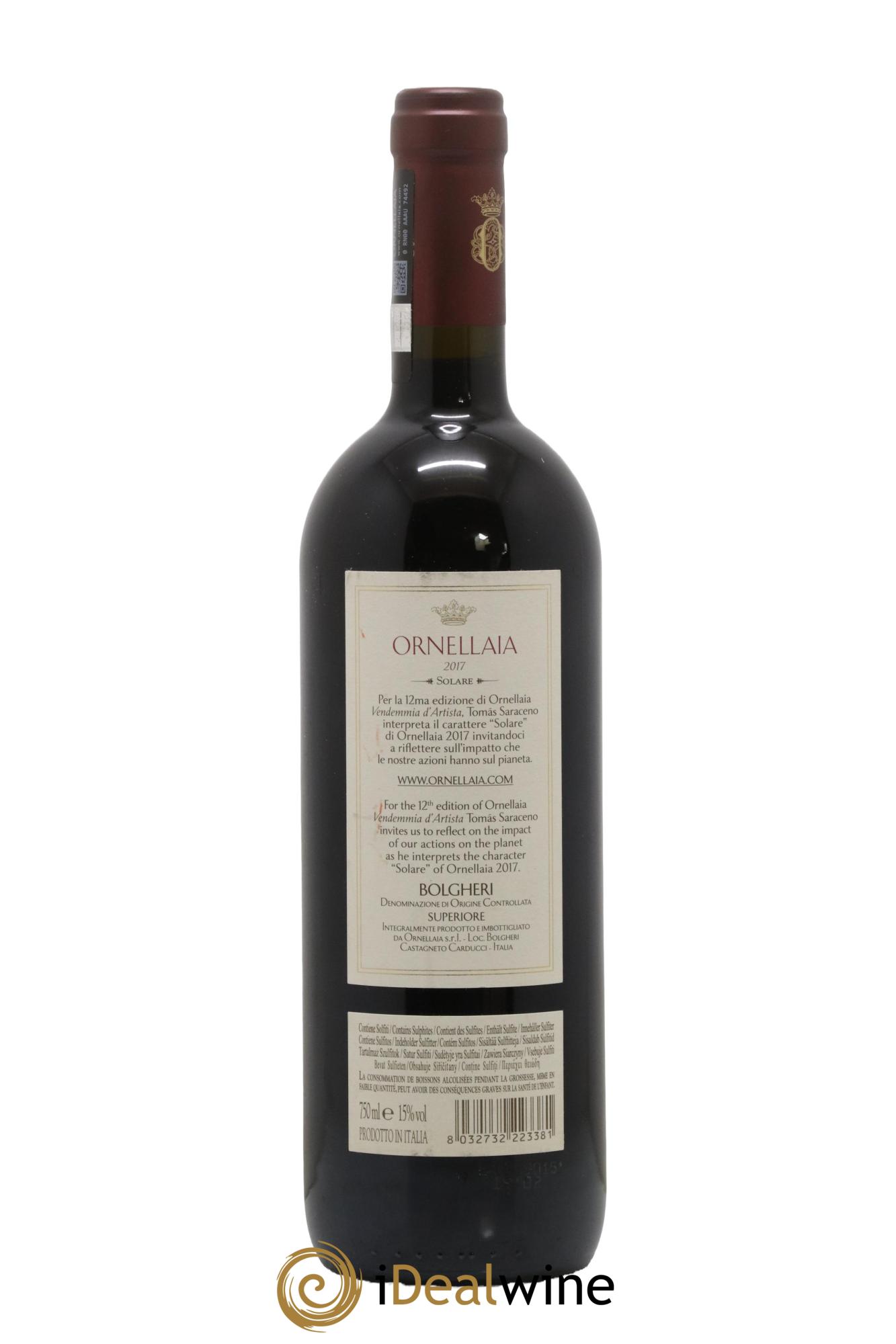 Bolgheri DOC Superiore Ornellaia Tenuta Dell'Ornellaia - Frescobaldi 2017 - Lot de 1 bouteille - 1