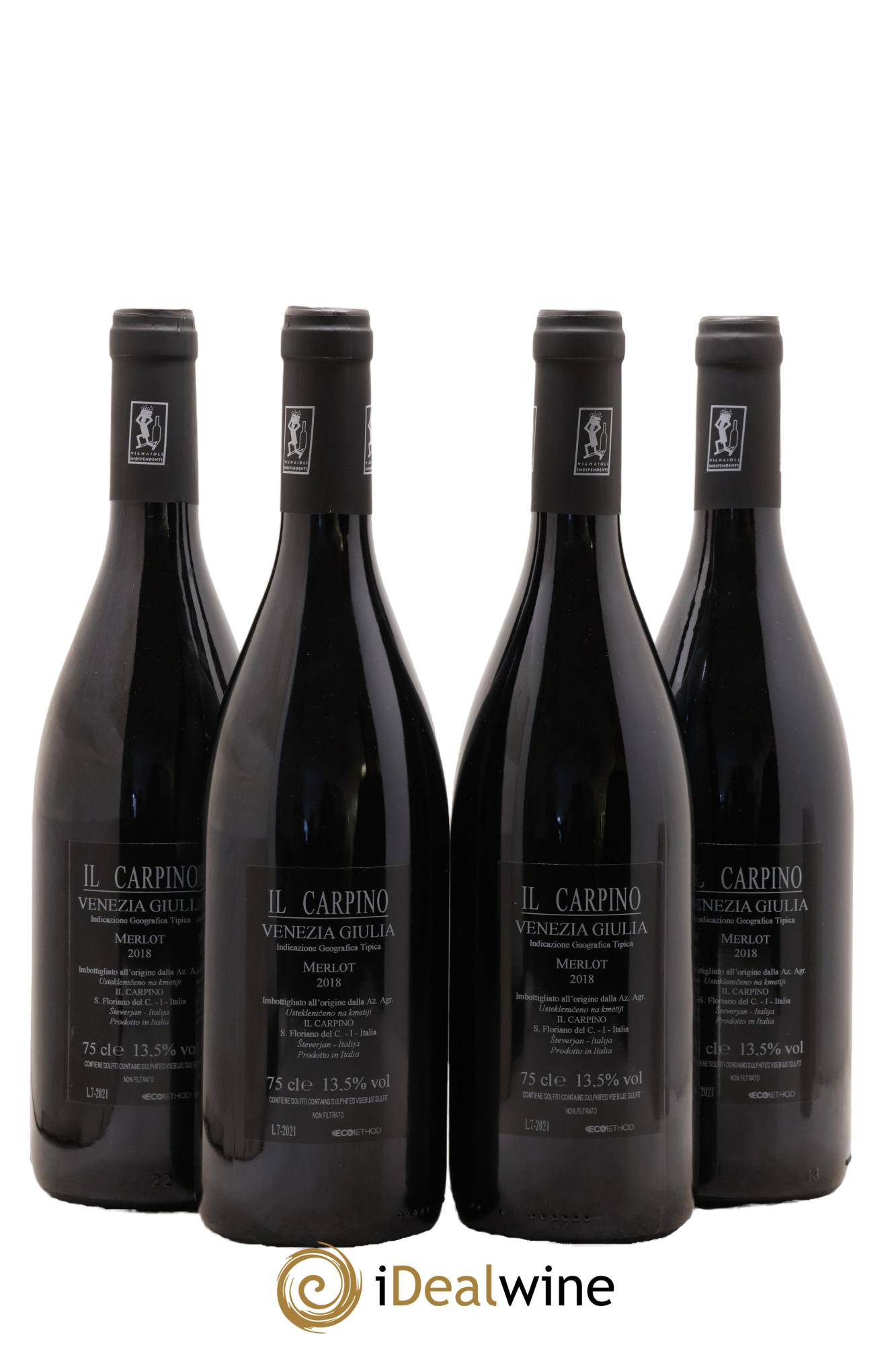 Italie Venezia Giulia IGT Merlot Il Carpino 2018 - Lot de 4 bouteilles - 1