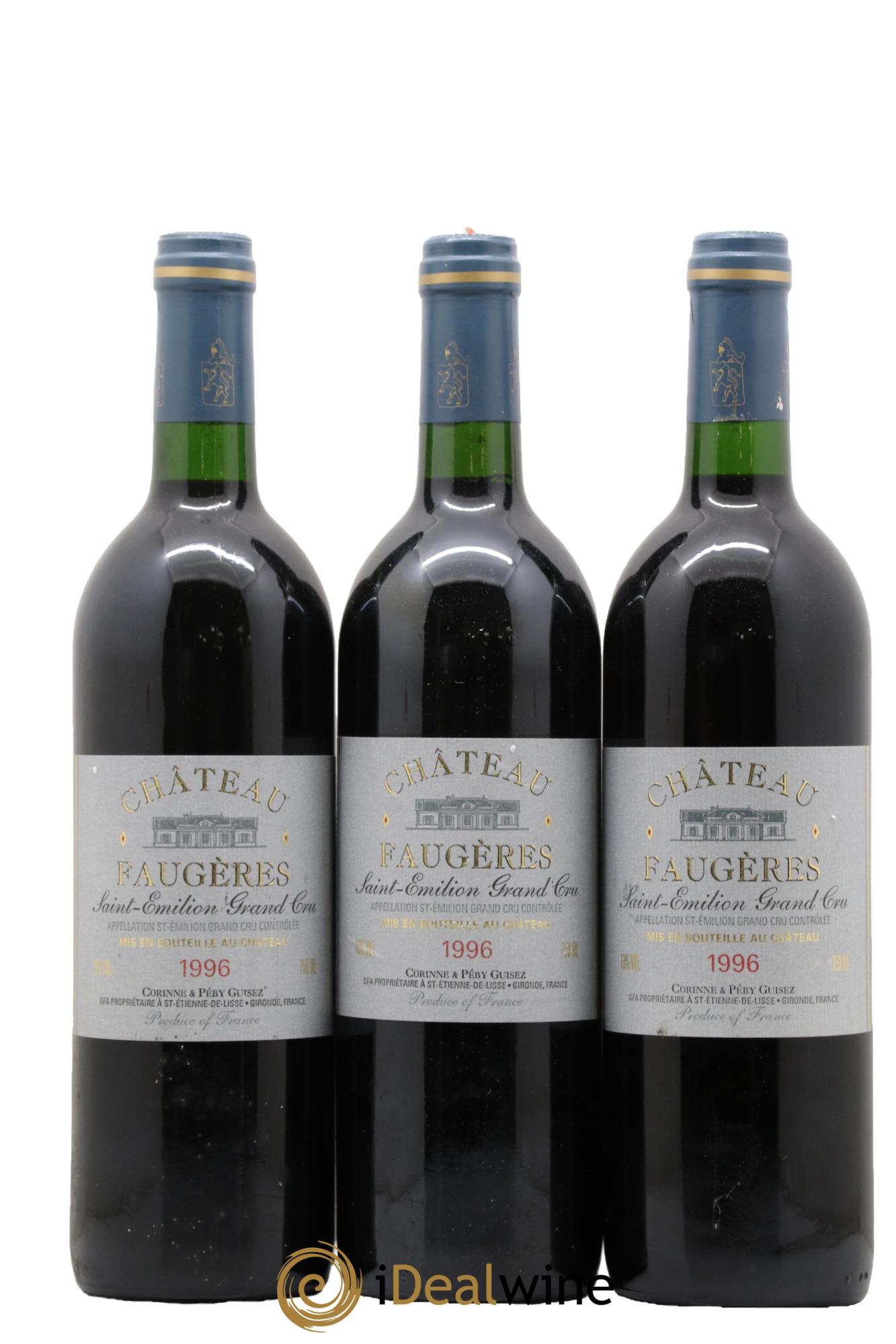 Château Faugères Grand Cru Classé 1996 - Lot de 3 bouteilles - 0