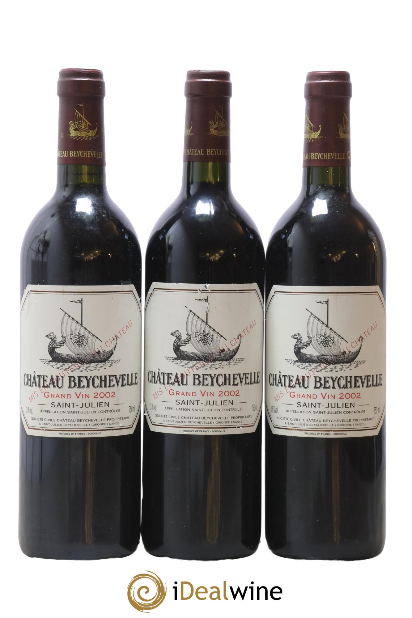 Château Beychevelle 4ème Grand Cru Classé 2002 - Lot of 3 bottles - 0