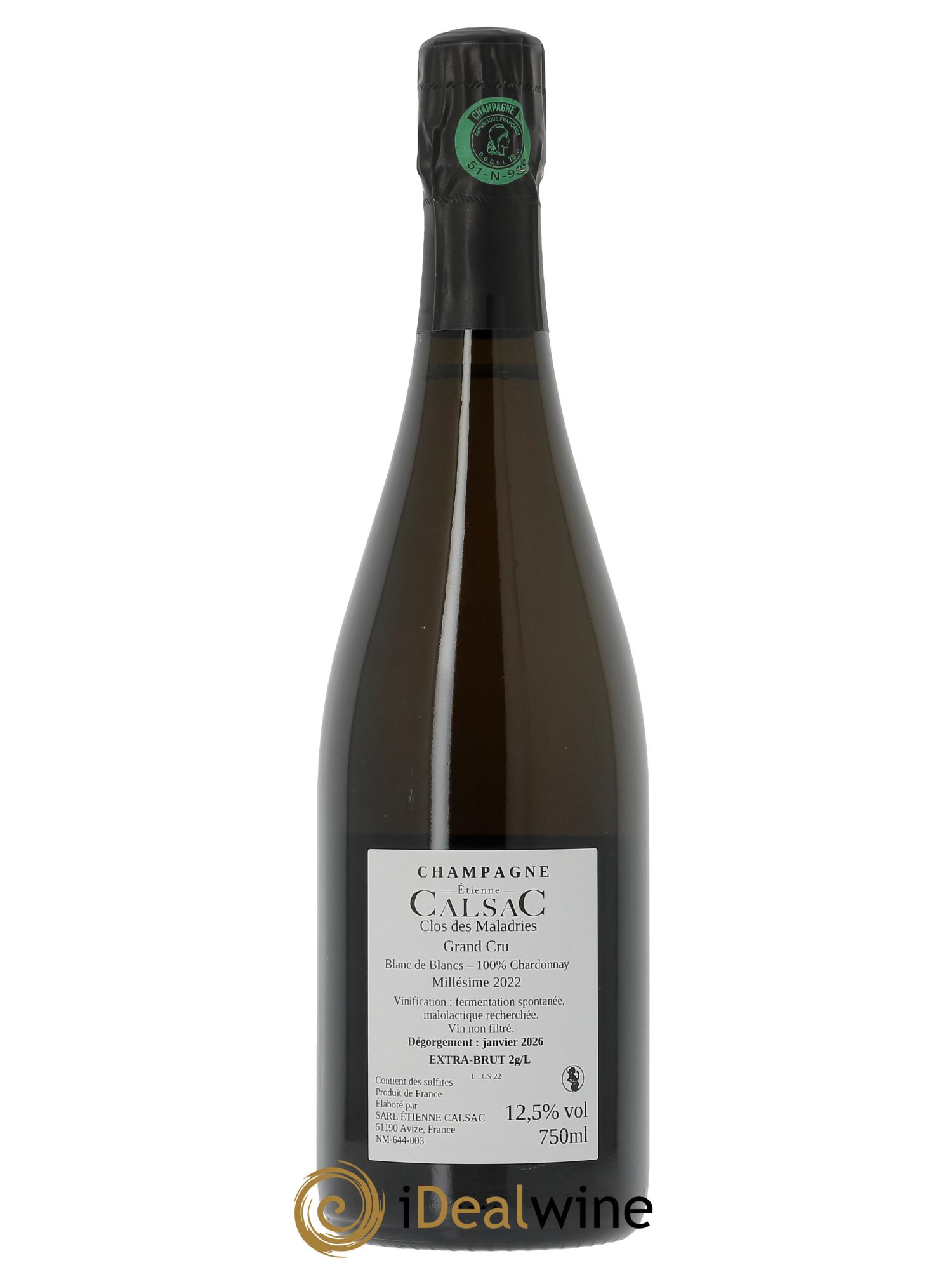 Clos des Maladries Grand Cru Extra-Brut Etienne Calsac 2022 - Posten von 1 Flasche - 1