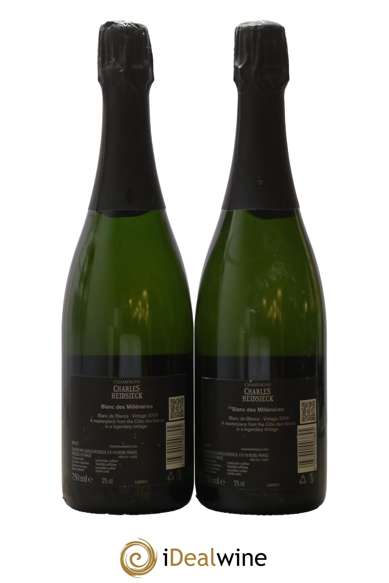 Blanc de Blancs Blanc des Millénaires Brut Charles Heidsieck 2006 - Lot of 2 bottles - 1