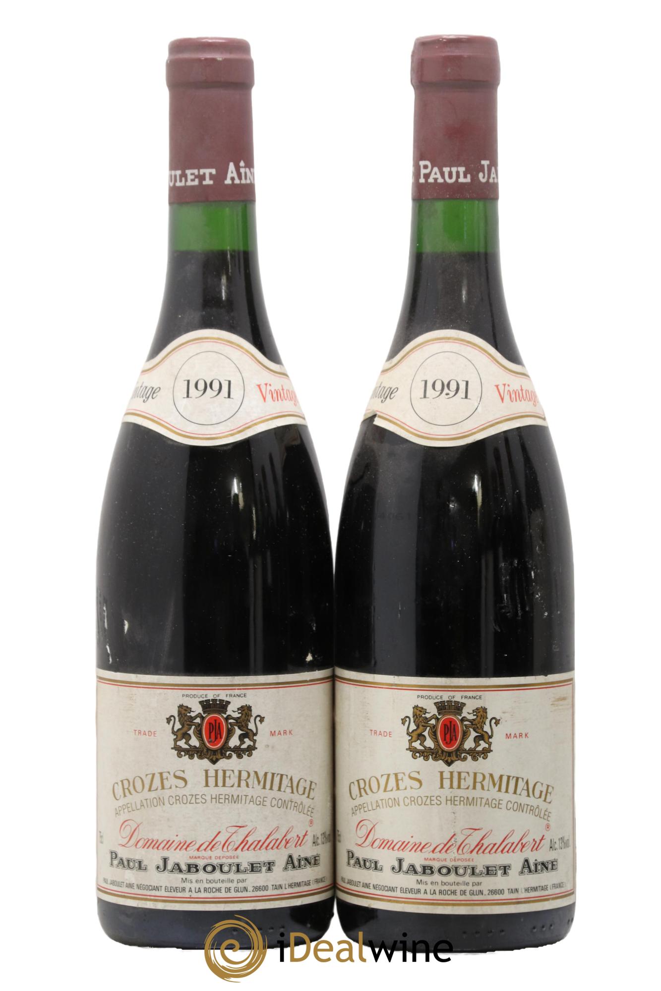 Crozes-Hermitage Domaine de Thalabert Paul Jaboulet Ainé 1991 - Lot de 2 bouteilles - 0