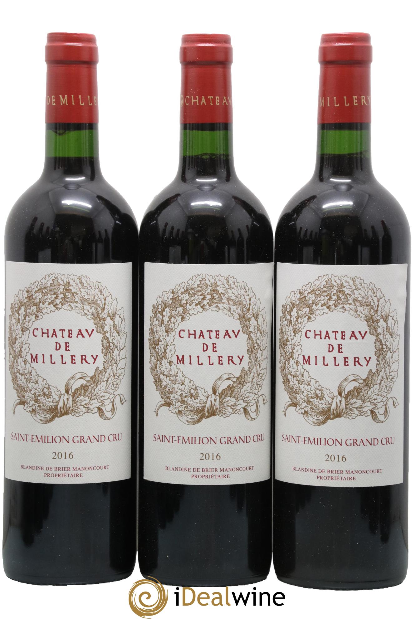 Saint-Émilion Grand Cru Chateau Millery 2016 - Lot de 12 bouteilles - 1