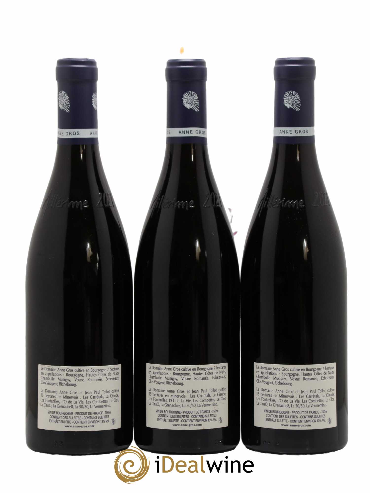 Clos de Vougeot Grand Cru Le Grand Maupertui Anne Gros 2021 - Lot de 3 bouteilles - 1