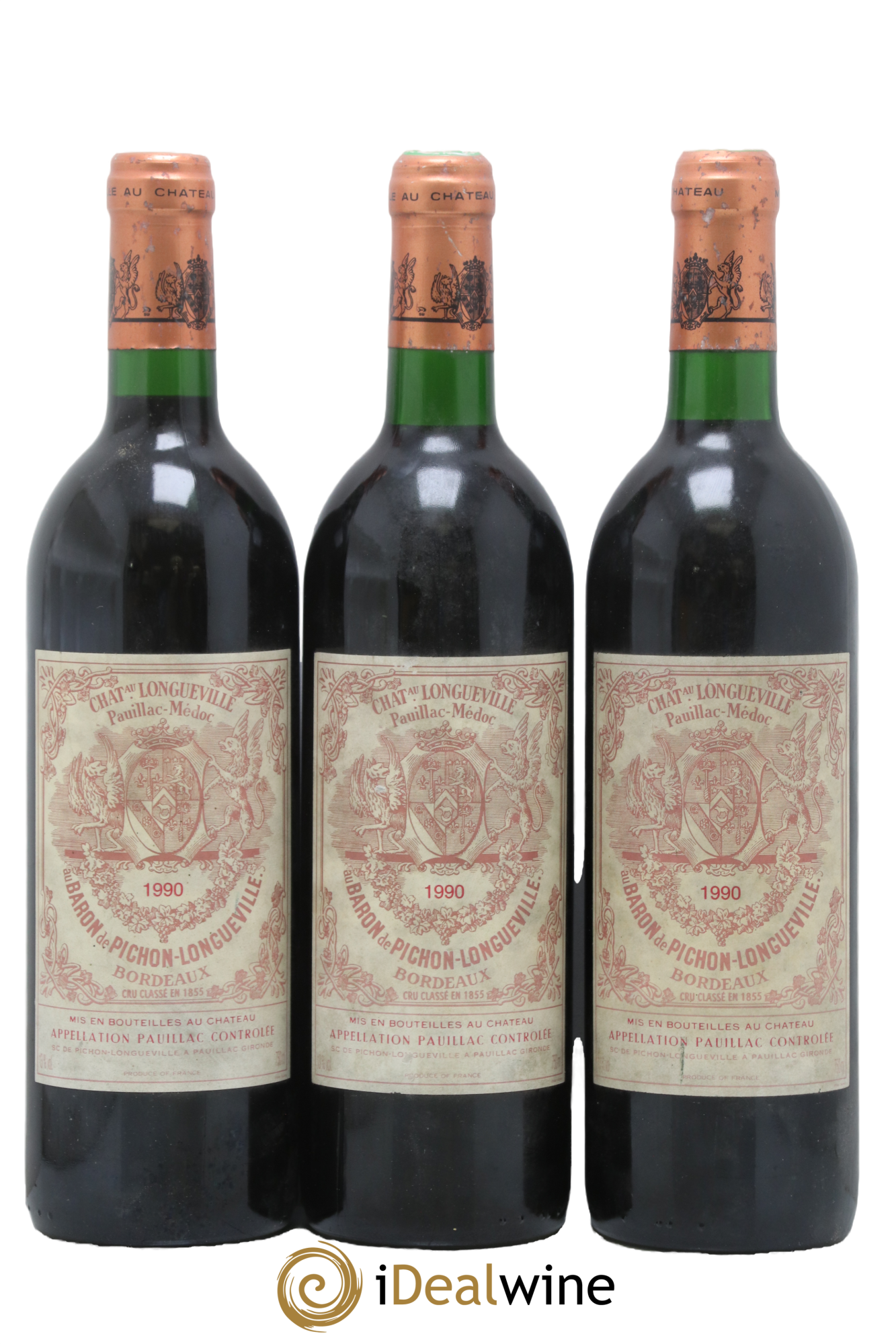 Pichon Longueville Baron 2ème Grand Cru Classé 1990 - Lot of 3 bottles - 0