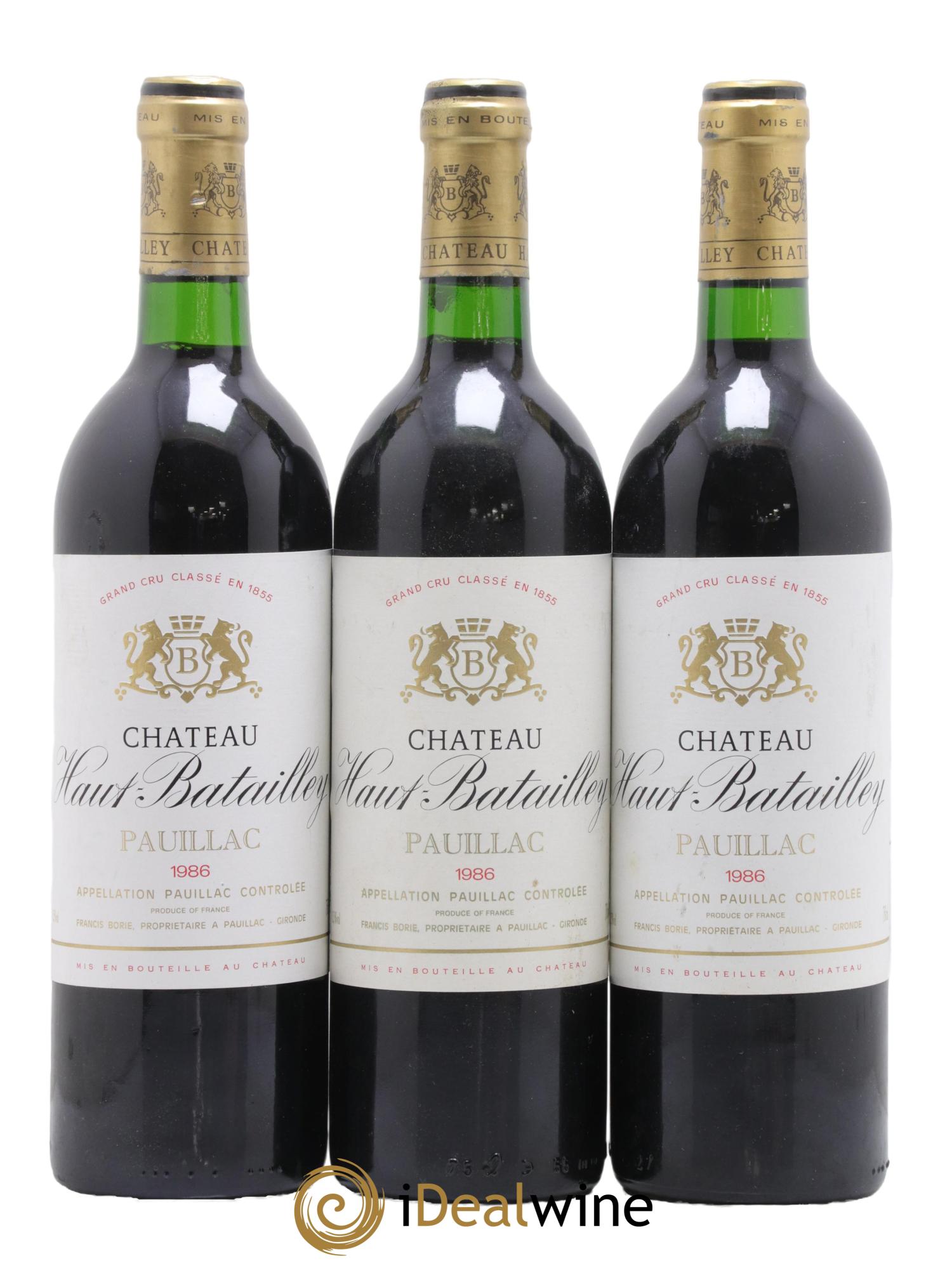 Château Haut Batailley 5ème Grand Cru Classé 1986 - Lot de 3 bouteilles - 0