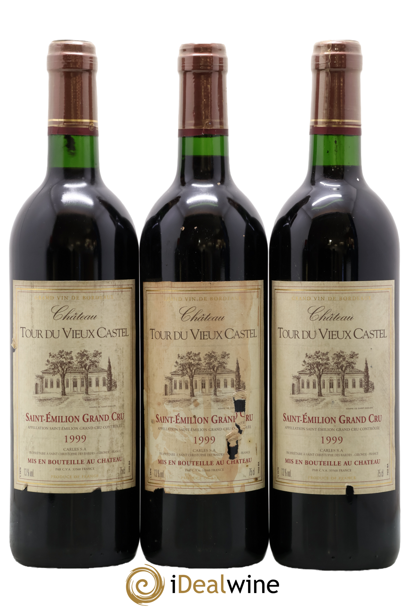 Saint-Émilion Grand Cru Château Tour Du Vieux Castel 1999 - Lot de 3 bouteilles - 0