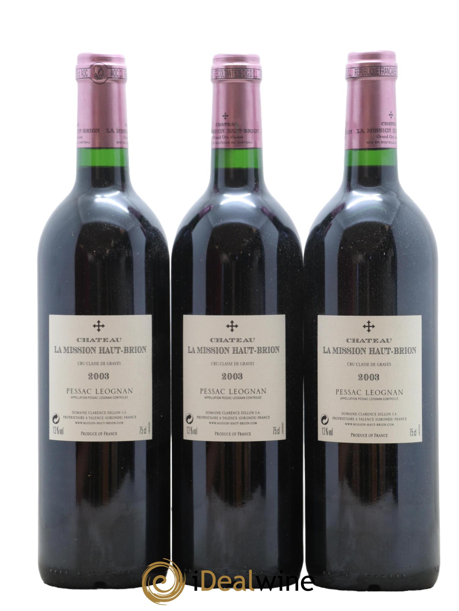 Château la Mission Haut-Brion Cru Classé de Graves 2003 - Lot of 12 bottles - 2