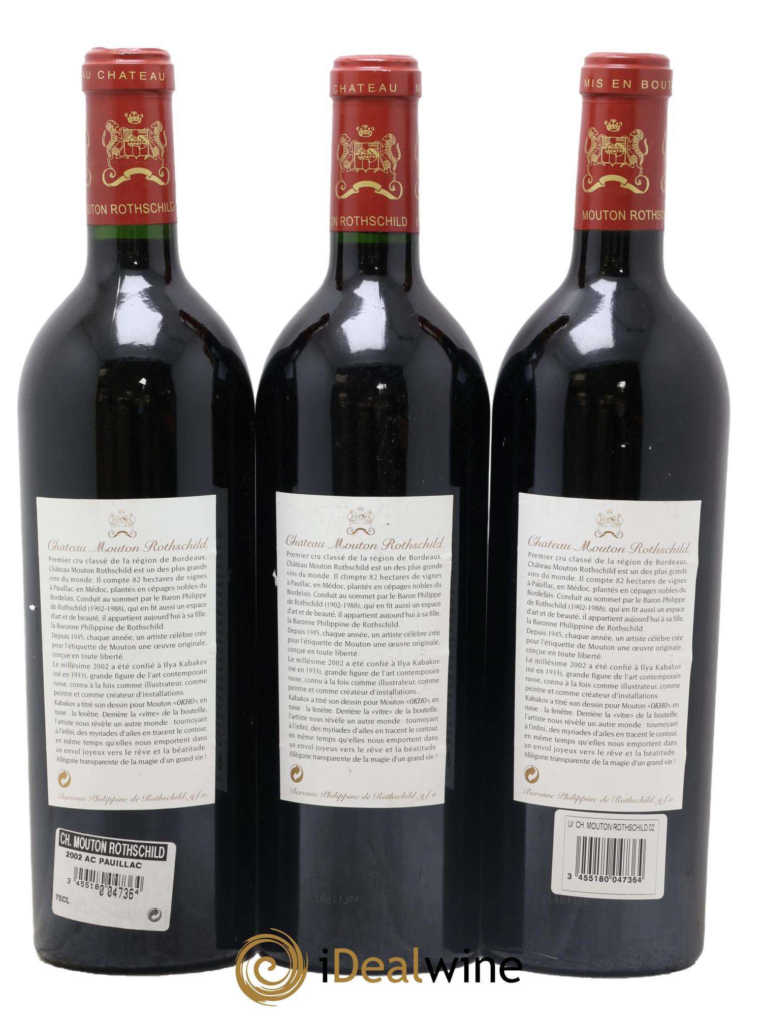 Château Mouton Rothschild 1er Grand Cru Classé 2002 - Lot of 3 bottles - 1