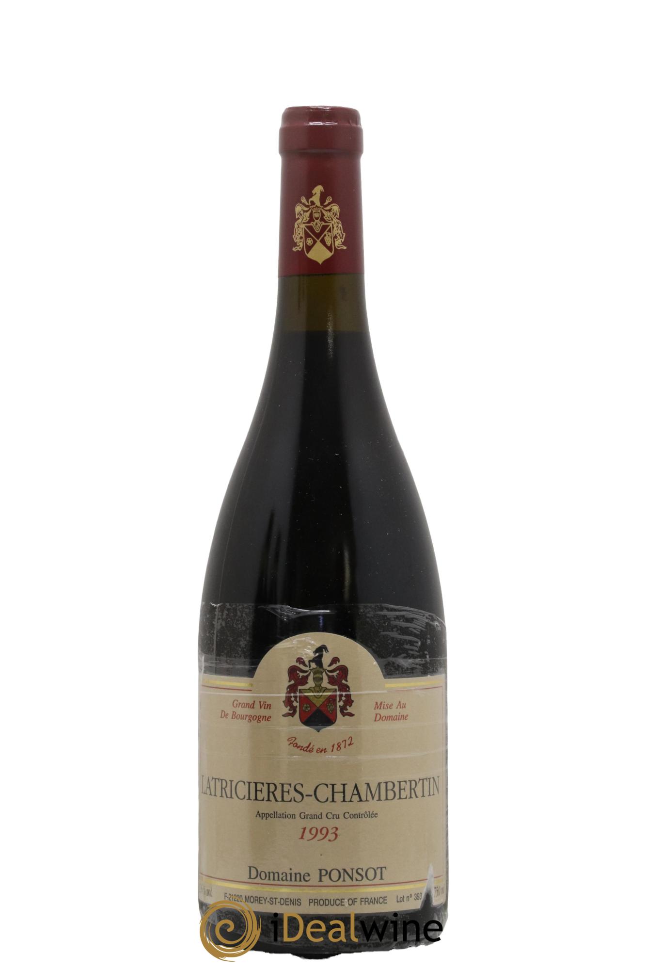 Latricières-Chambertin Grand Cru Ponsot (Domaine) 1993 - Lot de 1 bouteille - 0