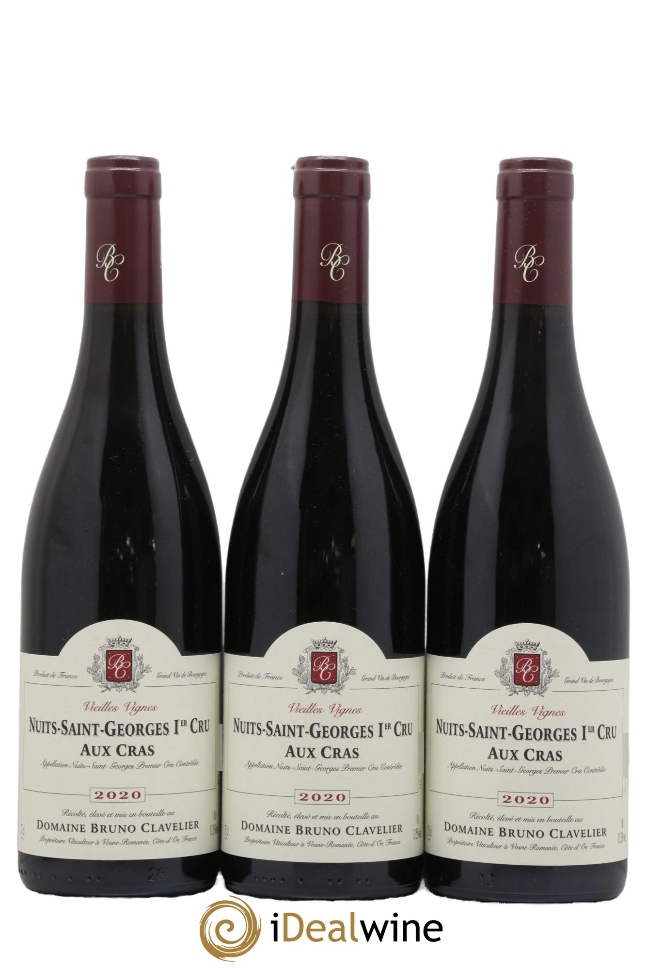 Nuits-Saint-Georges 1er Cru Aux Cras Vieilles Vignes Bruno Clavelier 2020 - Lot de 3 bouteilles - 0