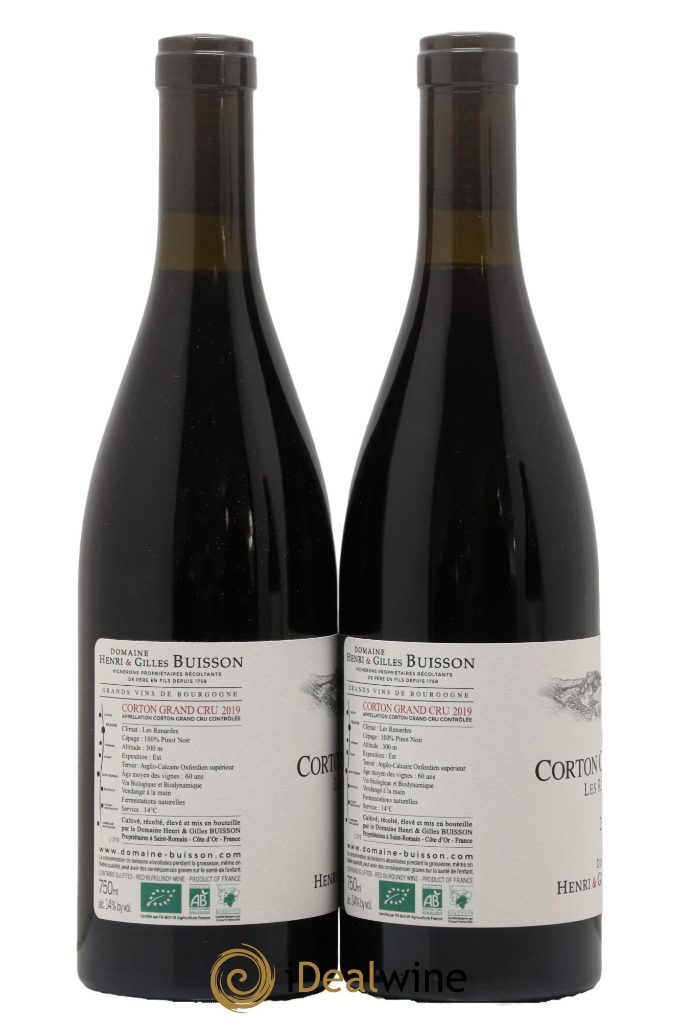 Corton Grand Cru Les Renardes Henri et Gilles Buisson (Domaine)  2019 - Lotto di 2 bottiglie - 1