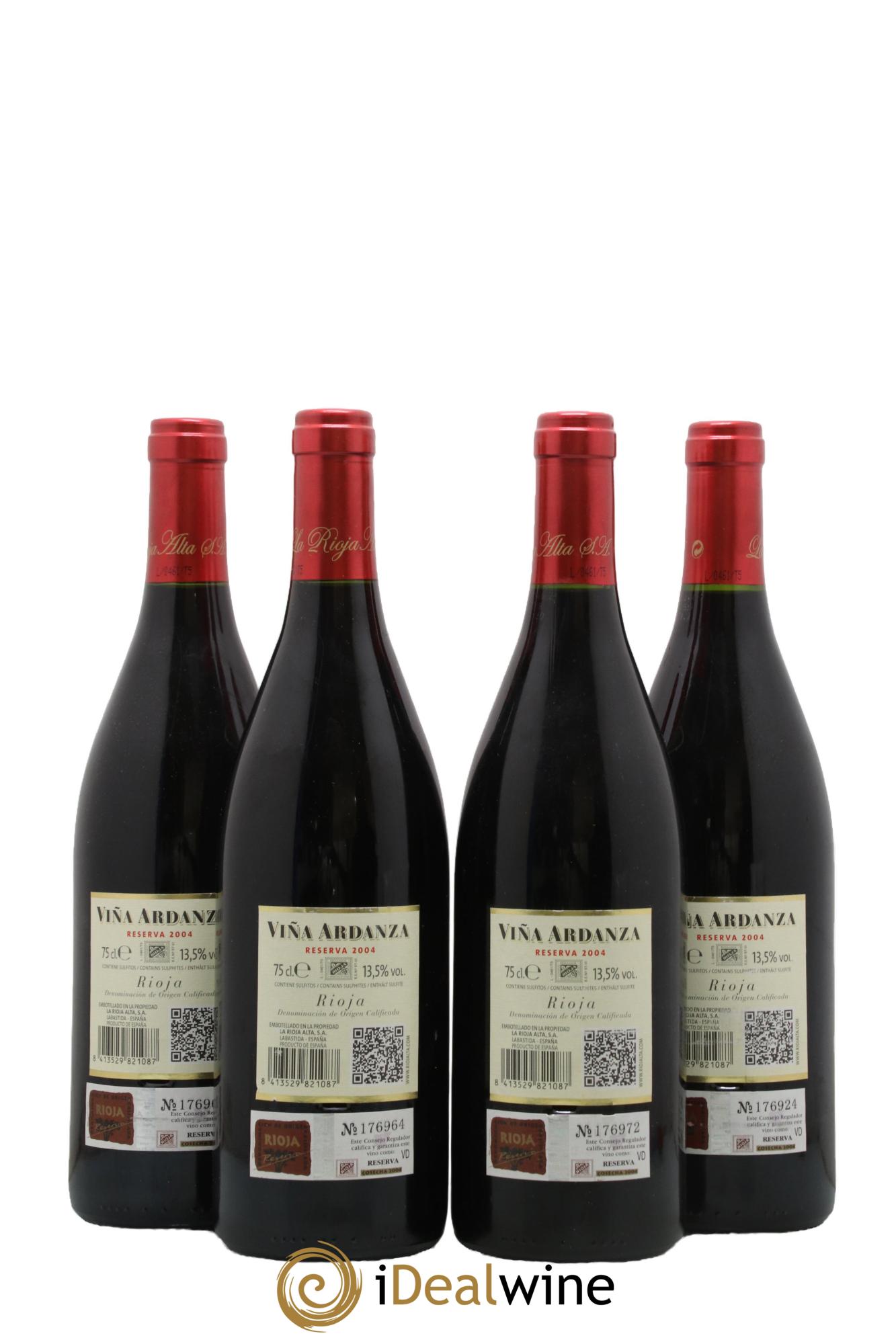 Rioja DOCa Vina Ardanza Reserva La Rioja Alta 2004 - Lotto di 4 bottiglie - 1