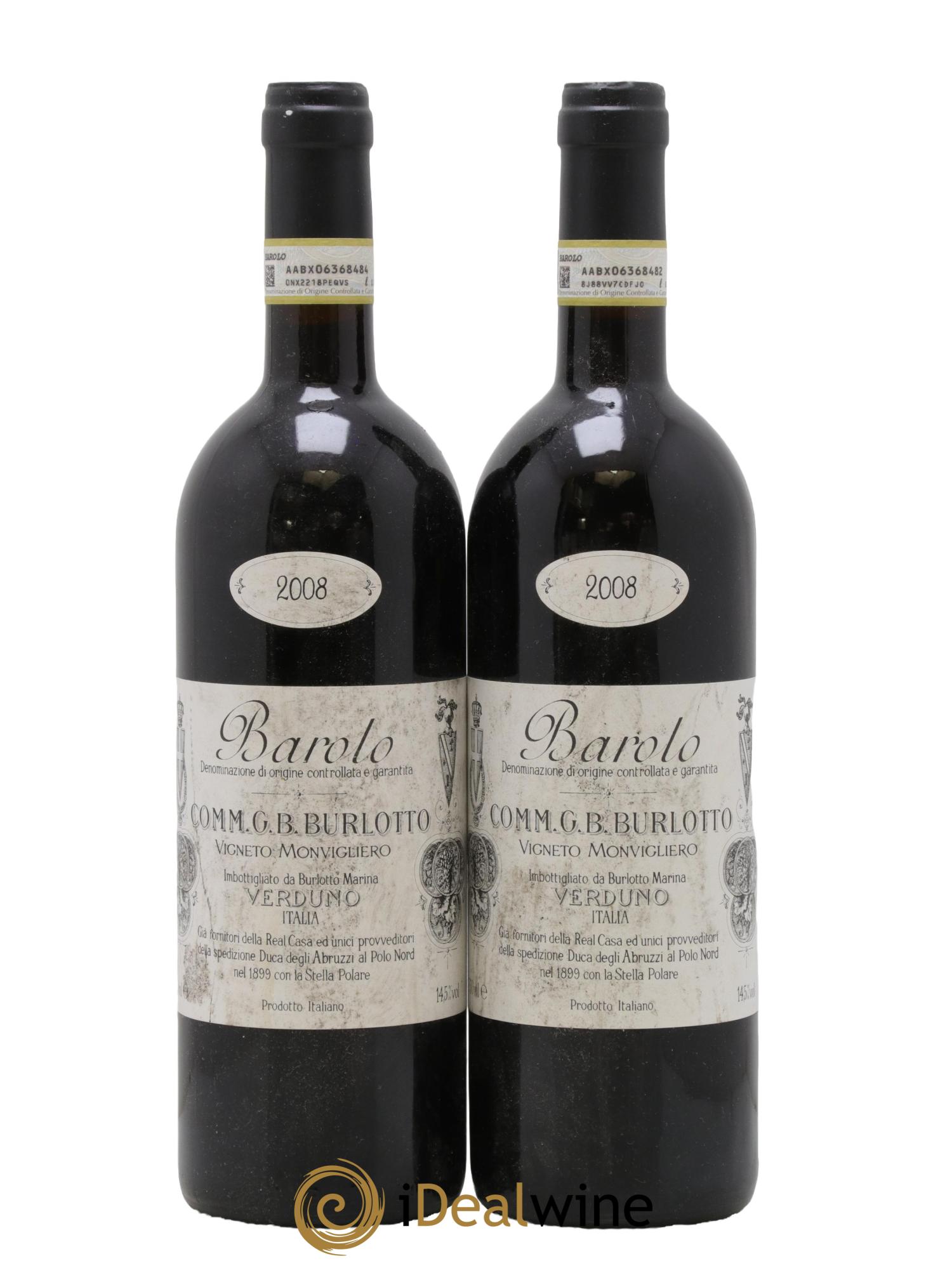 Barolo DOCG Monvigliero Comm. Giovan Battista Burlotto 2008 - Posten von 2 Flaschen - 0