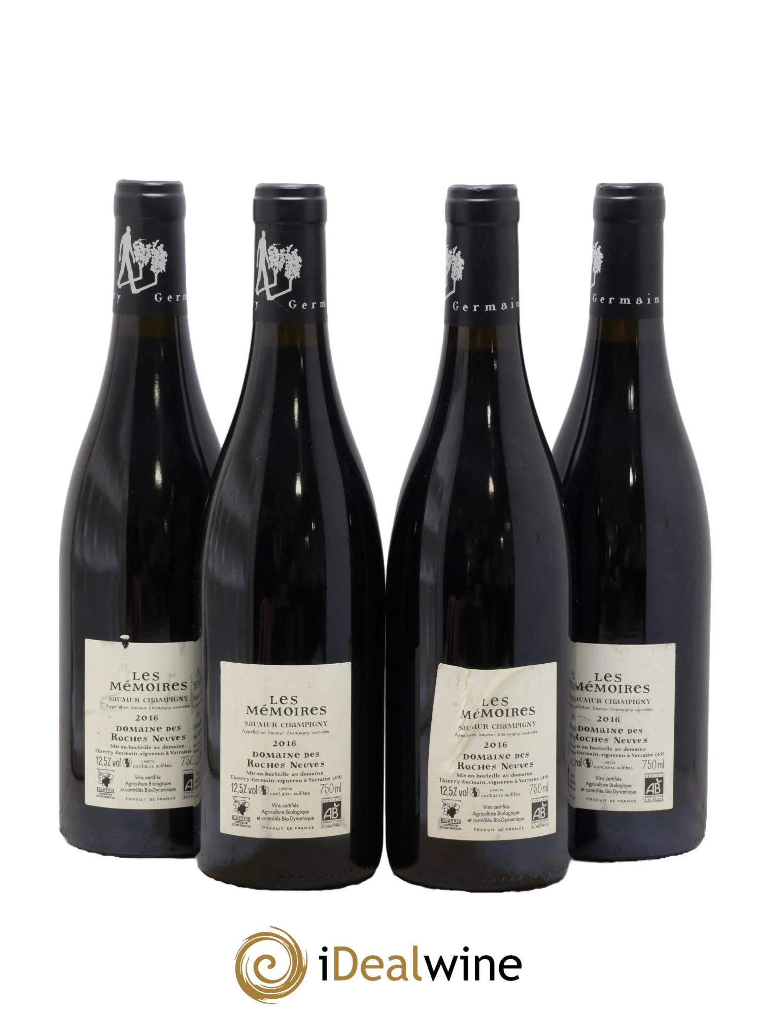 Saumur-Champigny Les Mémoires Domaine des Roches Neuves - Thierry Germain 2016 - Lot of 4 bottles - 1