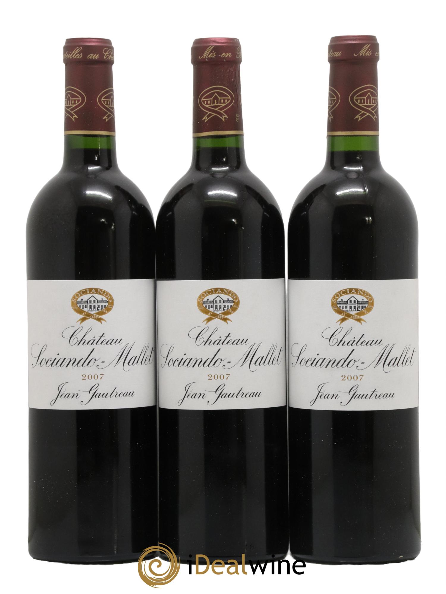 Château Sociando Mallet 2007 - Lot de 3 bouteilles - 0