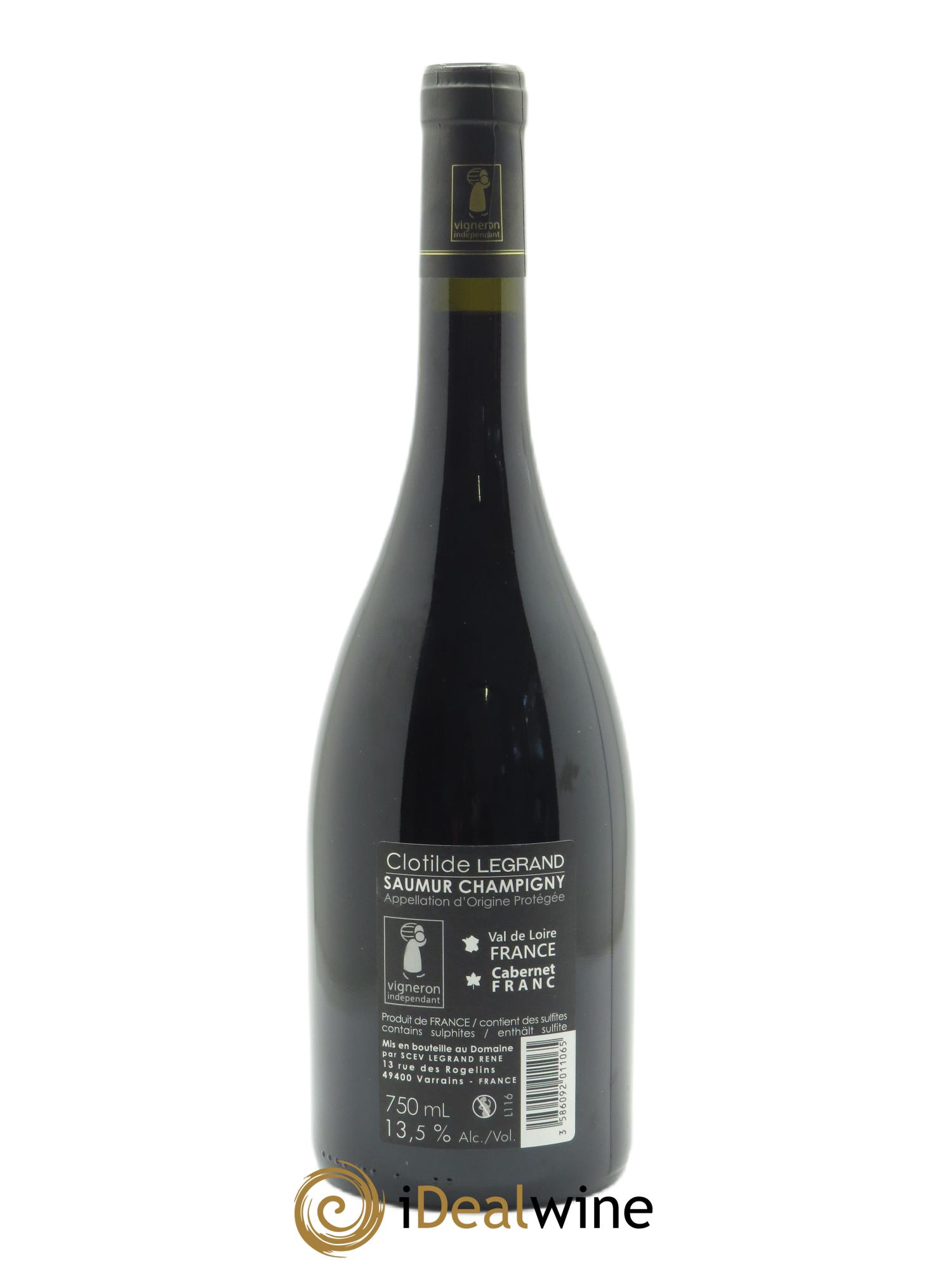 Saumur-Champigny Les Rogelins Clotilde Legrand (anciennement René-Noël Legrand) 2011 - Lot of 1 bottle - 1