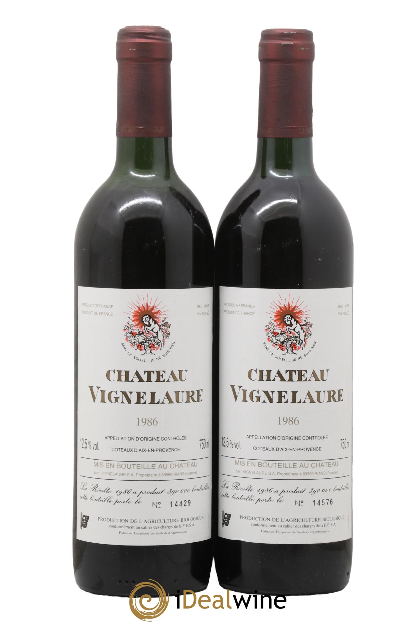 Coteaux d'Aix Château Vignelaure Mette et Bengt Sundstrom 1986 - Posten von 2 Flaschen - 0