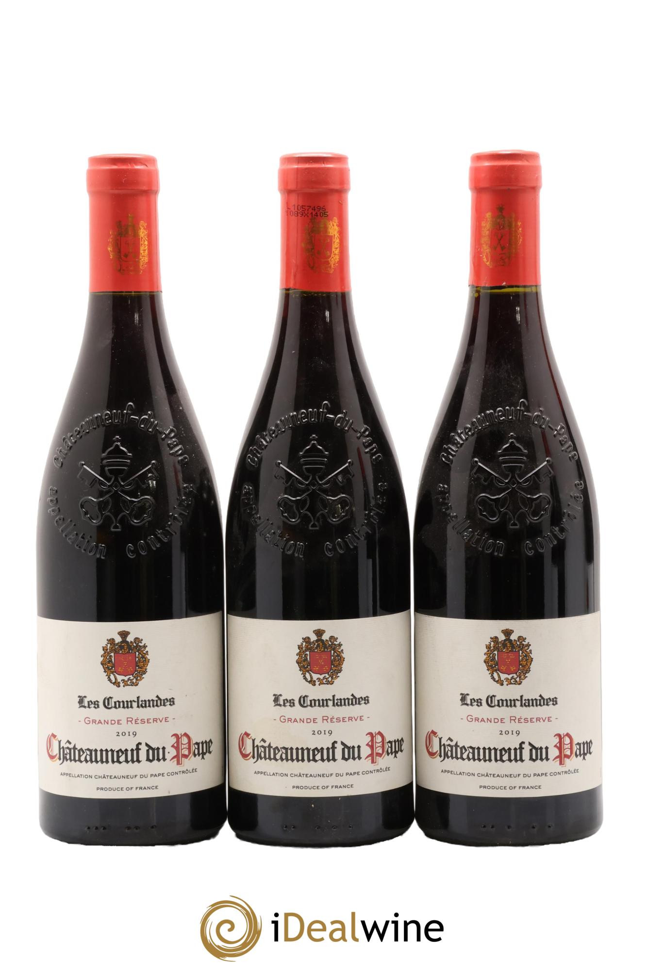 Châteauneuf-du-Pape Les Courlandes Grande Réserve 2019 - Lotto di 3 bottiglie - 0