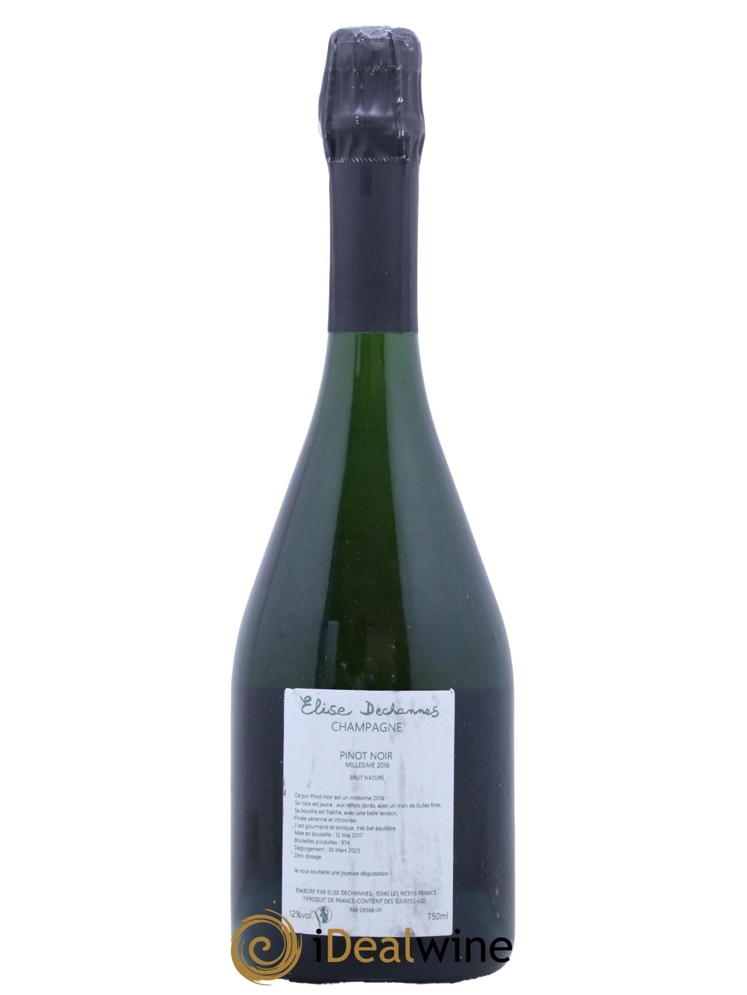 Champagne Pinot Noir Maison Elise Dechannes 2016 - Lot de 1 bouteille - 1