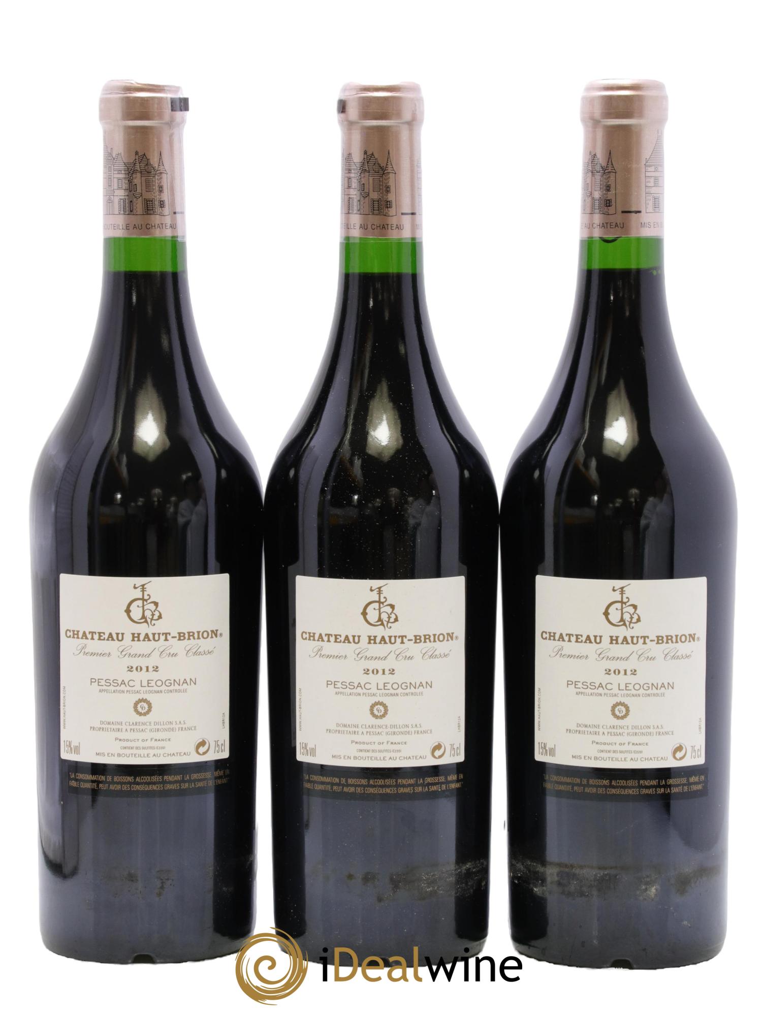 Château Haut Brion 1er Grand Cru Classé 2012 - Lot de 3 bouteilles - 1