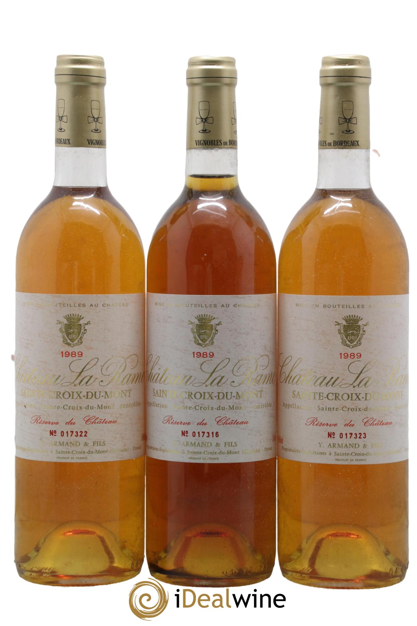 Sainte-Croix-du-Mont Réserve du Château Château La Rame 1989 - Lotto di 3 bottiglie - 0