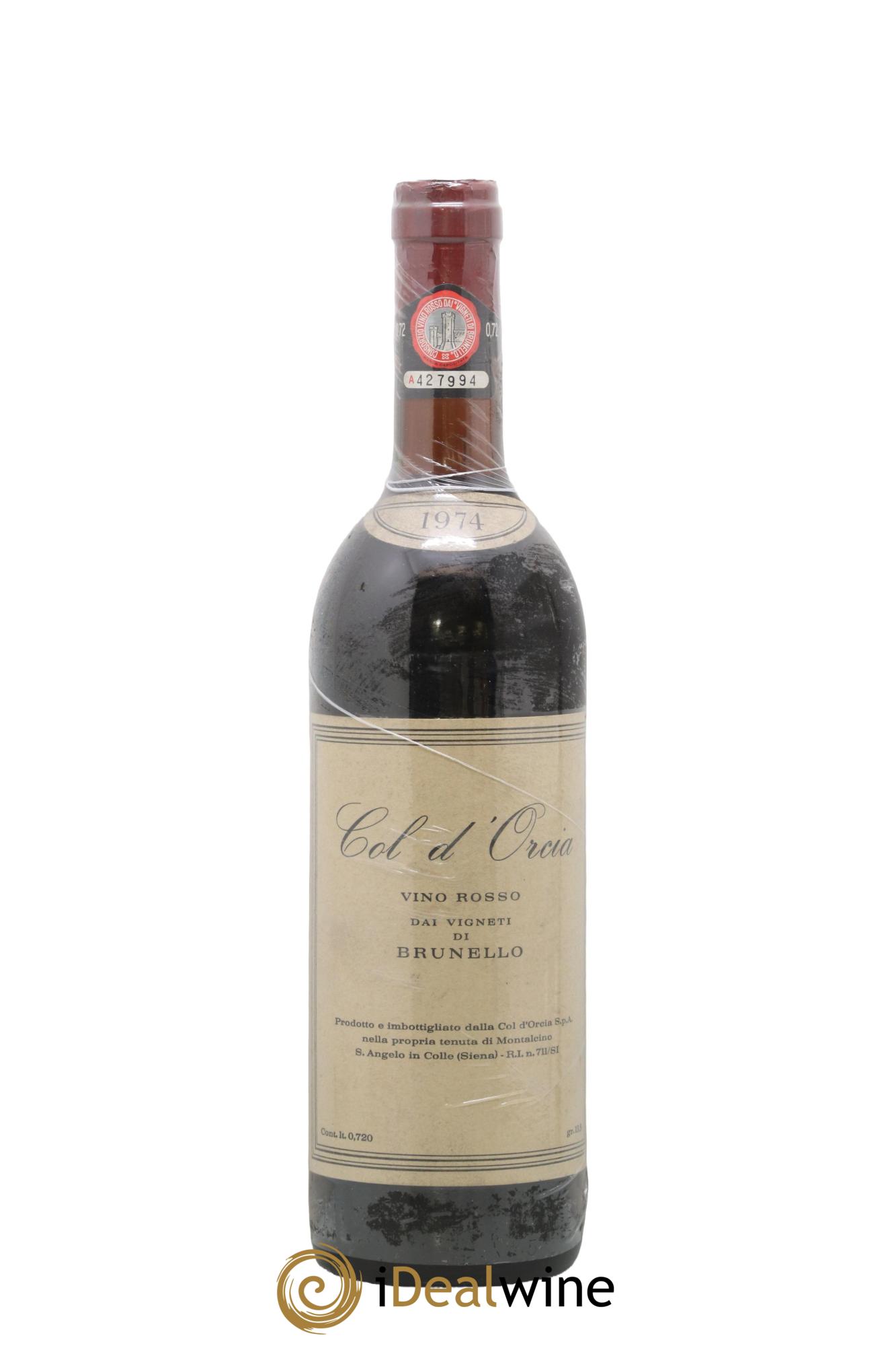 Brunello di Montalcino Col D'orcia Vino Rosso Dai Vigneti Di Brunello 1974 - Lot de 1 bouteille - 0