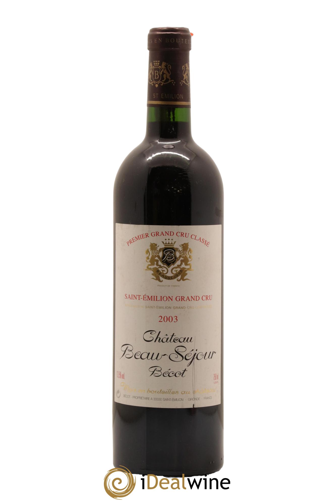 Château Beau-Séjour Bécot 1er Grand Cru Classé B 2003 - Lot de 1 bouteille - 0